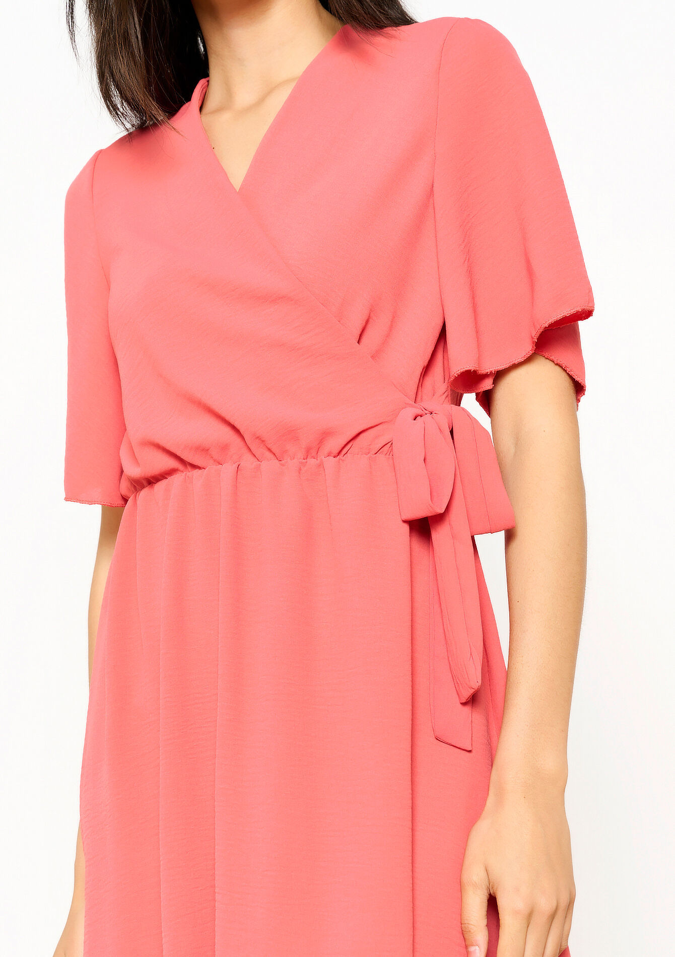 Robe cache-coeur à manches papillon - CORAL GERBERIA - 08103522_5405