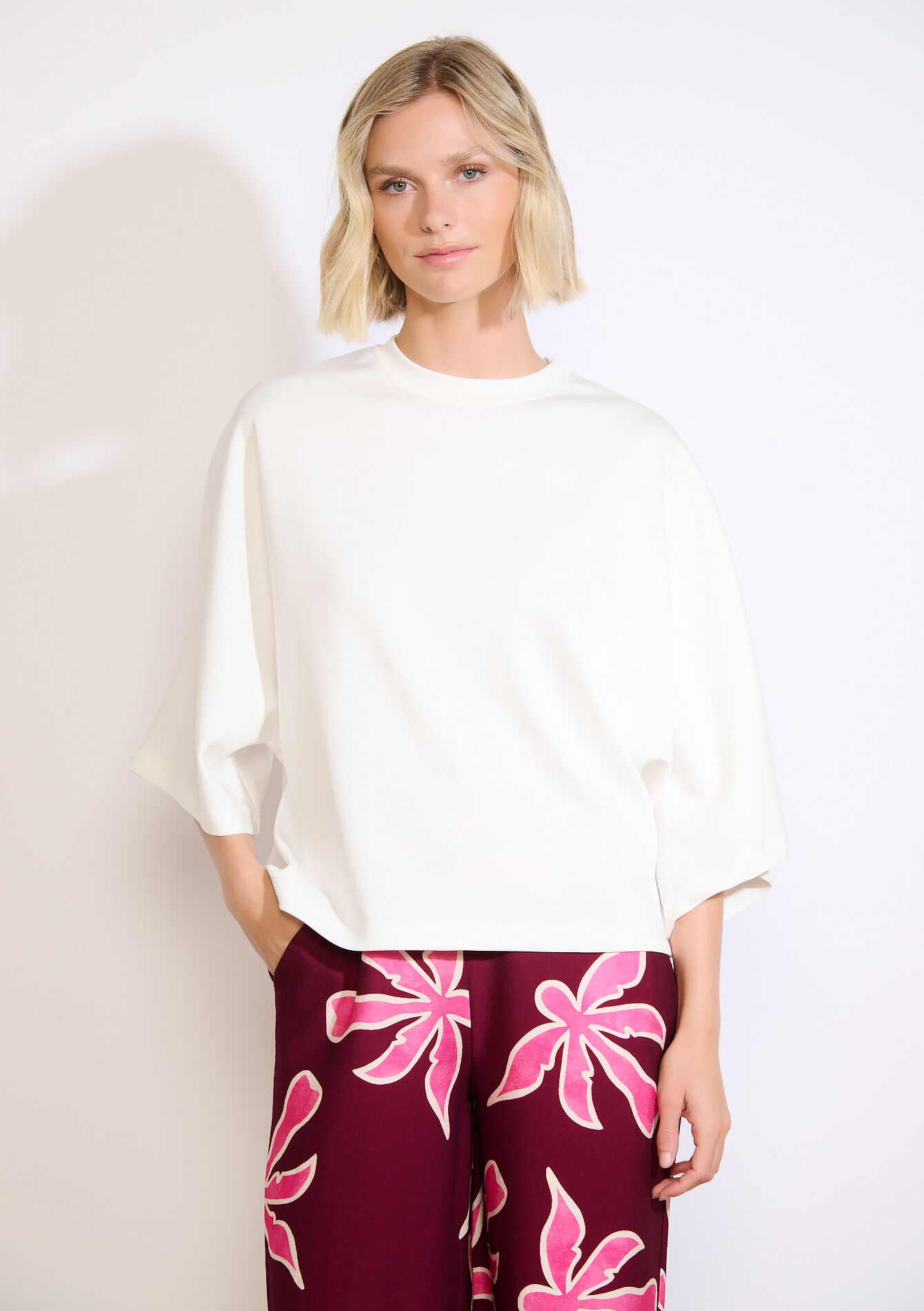 Sweater met wijde mouwen, Sweater met wijde mouwen - OPTICAL WHITE - 03001814_1019