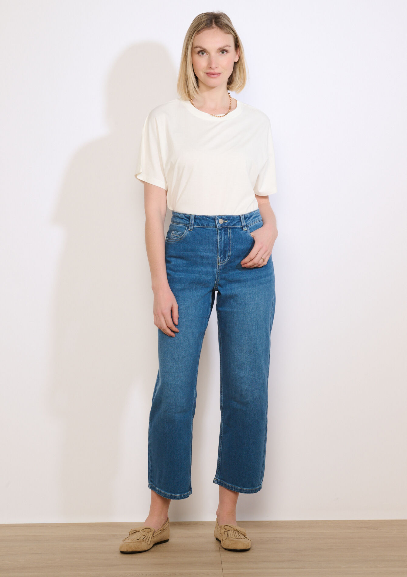 7/8 jeans met hoge taille - MEDIUM BLUE - 22000630_0500