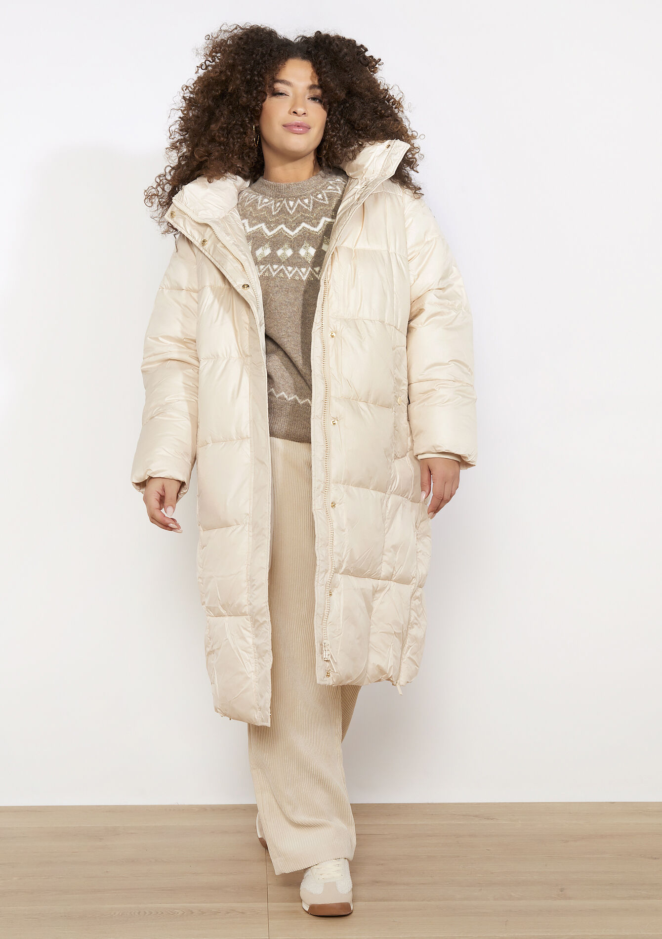 Lange gewatteerde jas, Lange gewatteerde jas - VANILLA WHITE - 23000775_1013