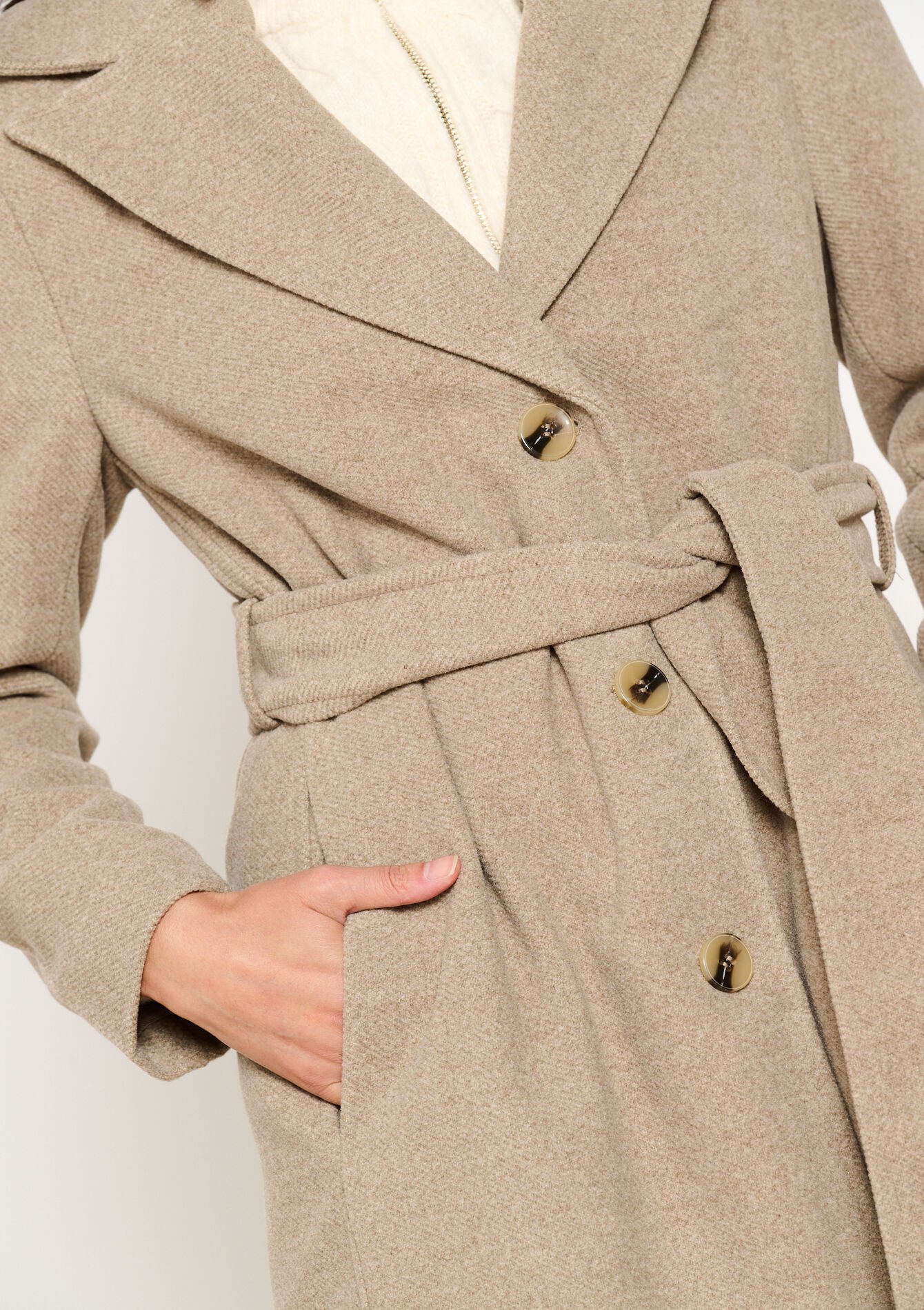 Lange jas met riem, Lange jas met riem - TAUPE - 23000673_1021