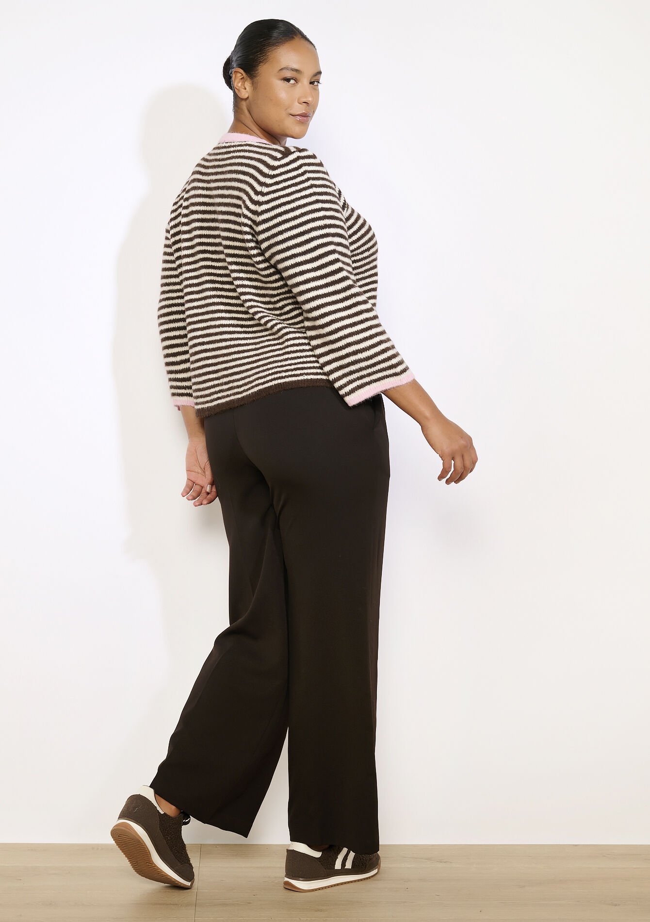 Pantalon large en sergé, Pantalon large en sergé - BROWN DARK CHOCOLATE - 06601045_3720