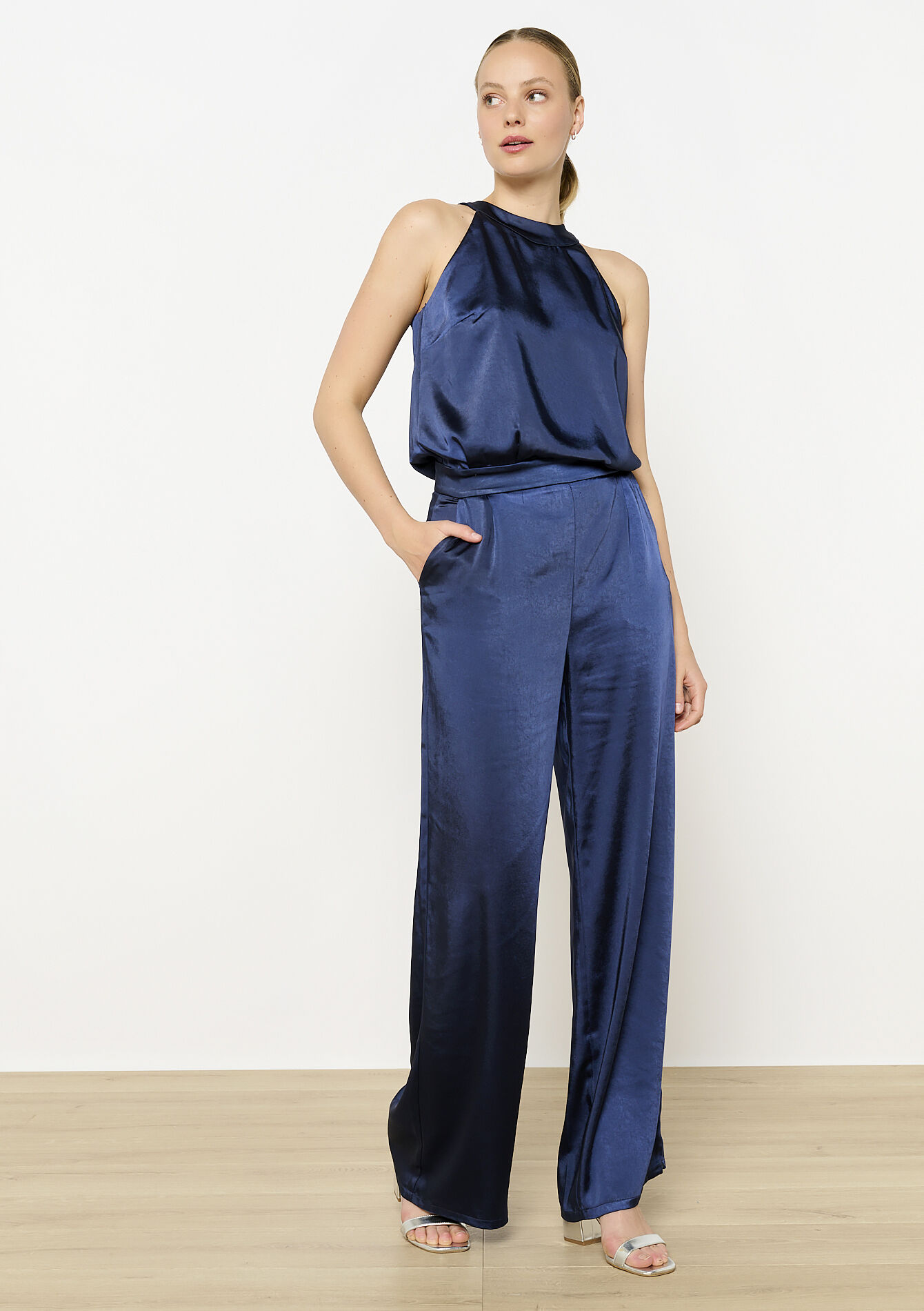 Combinaison fluide en satin, Combinaison fluide en satin - NAVY BASIC - 06004620_2723