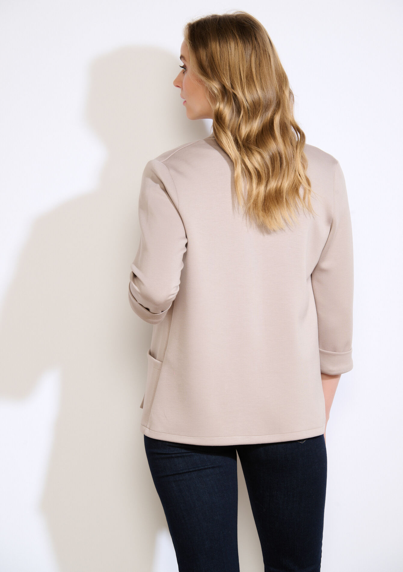 Soepele gestructureerde blazer - LIGHT TAUPE - 09101090_2572