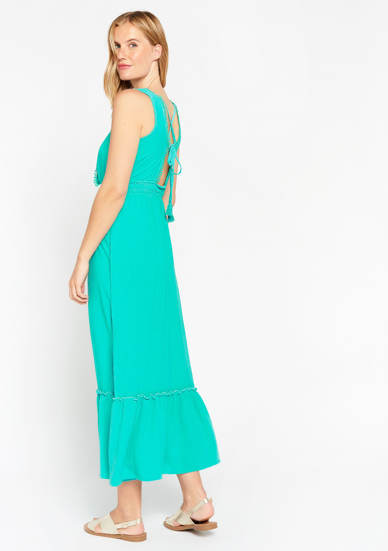 Gekreukte maxi-jurk, Gekreukte maxi-jurk - GREEN LAGOON - 08602052_5252