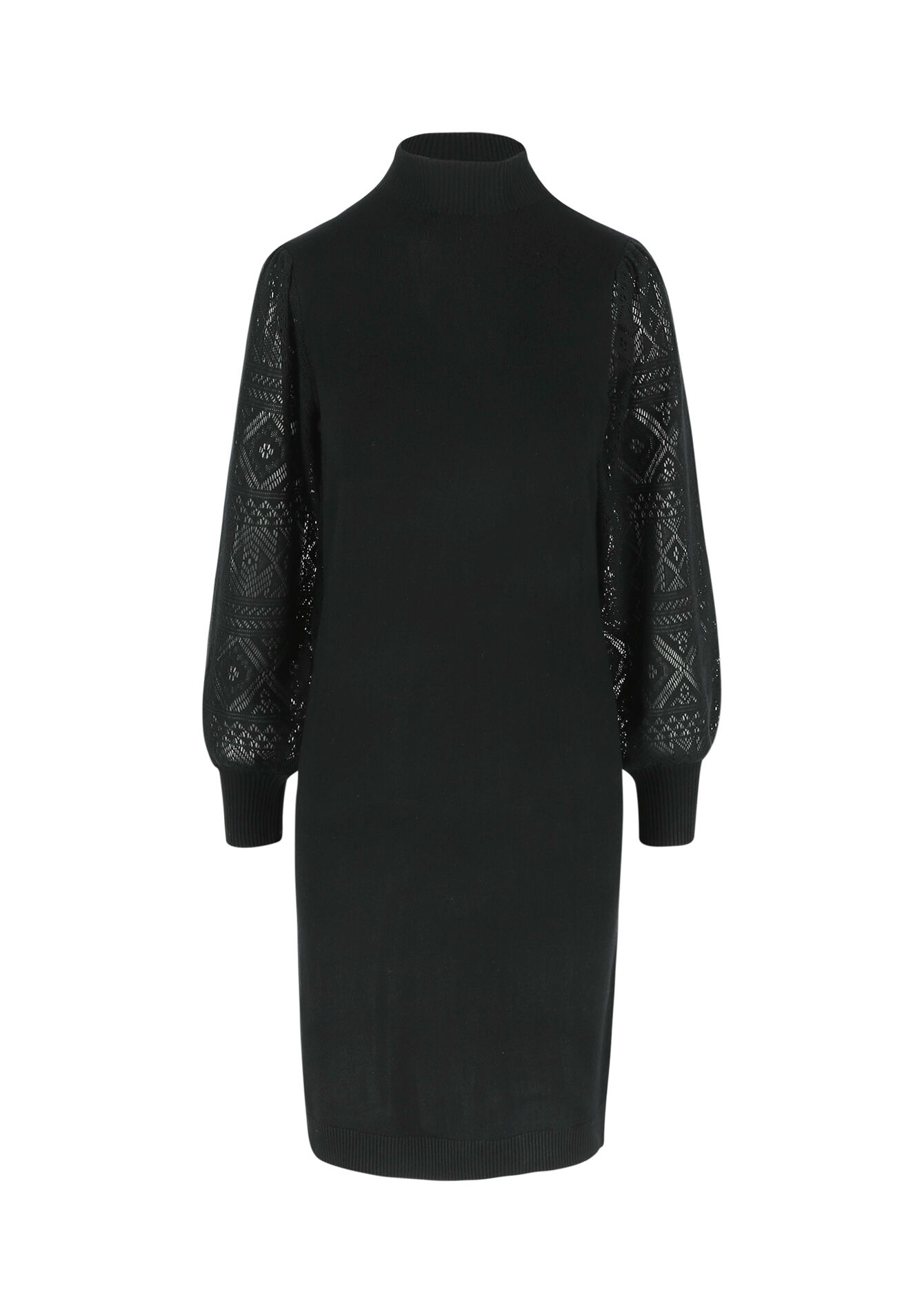 Robe pull avec manches en dentelle, Robe pull avec manches en dentelle - BLACK - 08103520_1119