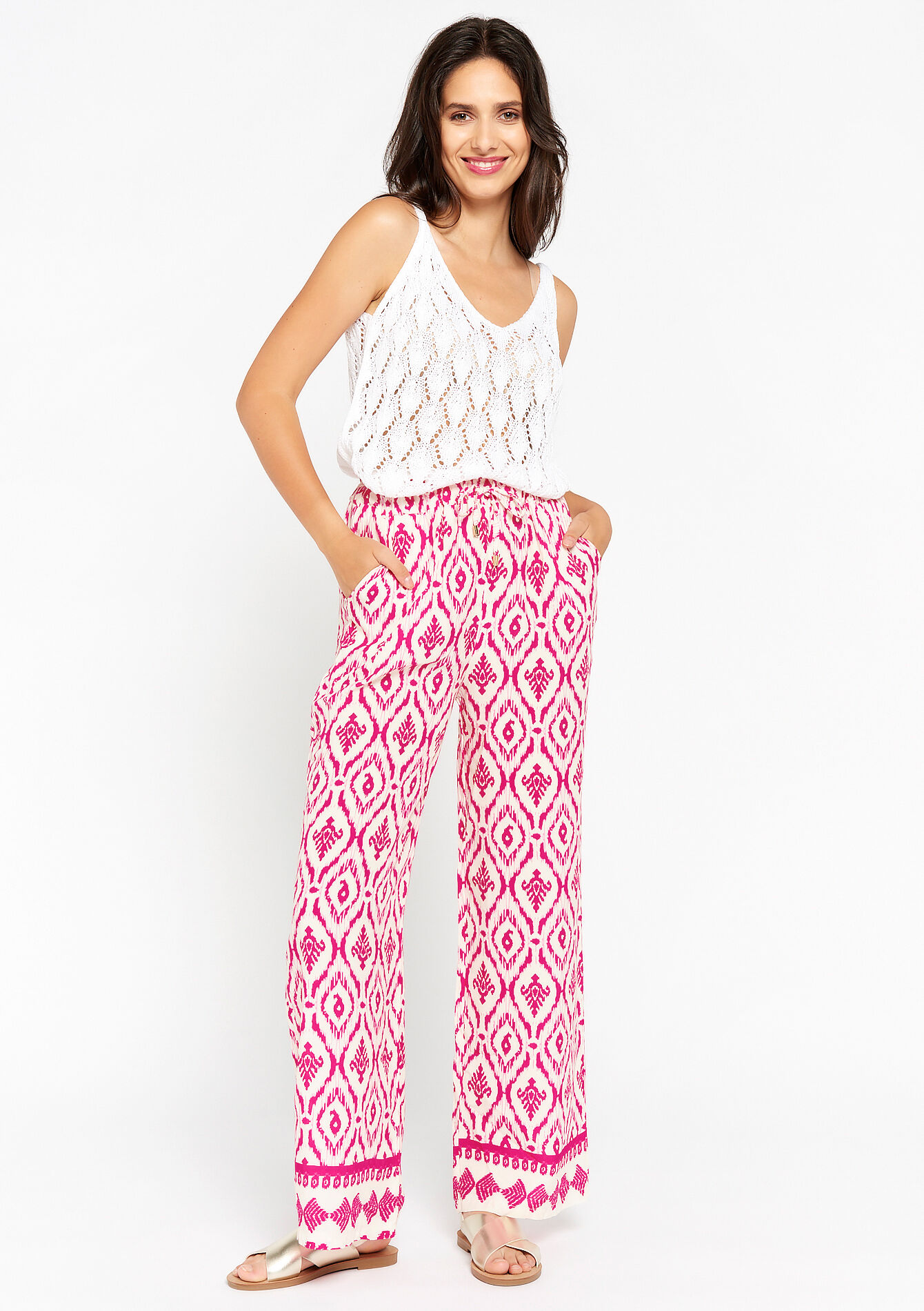 Losse broek met batik, Losse broek met batik - FUCHSIA - 06600780_5626