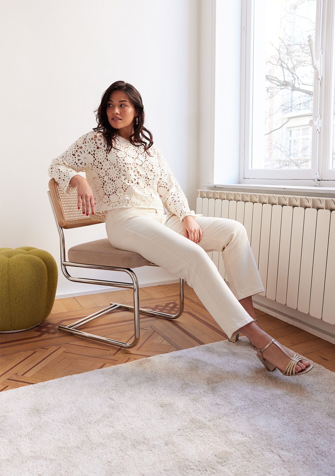 Jean coupe droite taille haute, Jean coupe droite taille haute - VANILLA WHITE - 22000522_1013