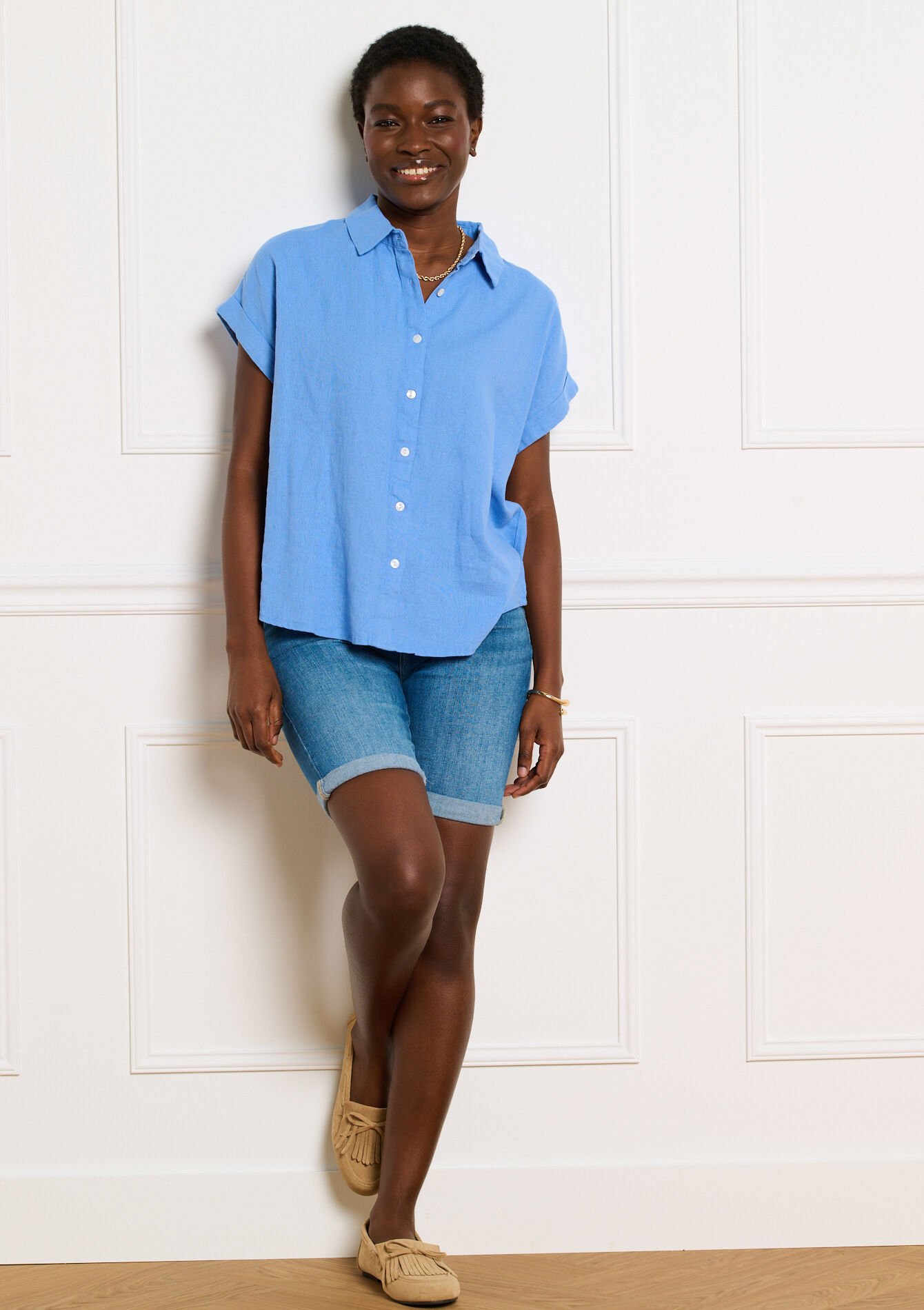 Denim short met normale taille - MEDIUM BLUE - 22000651_0500