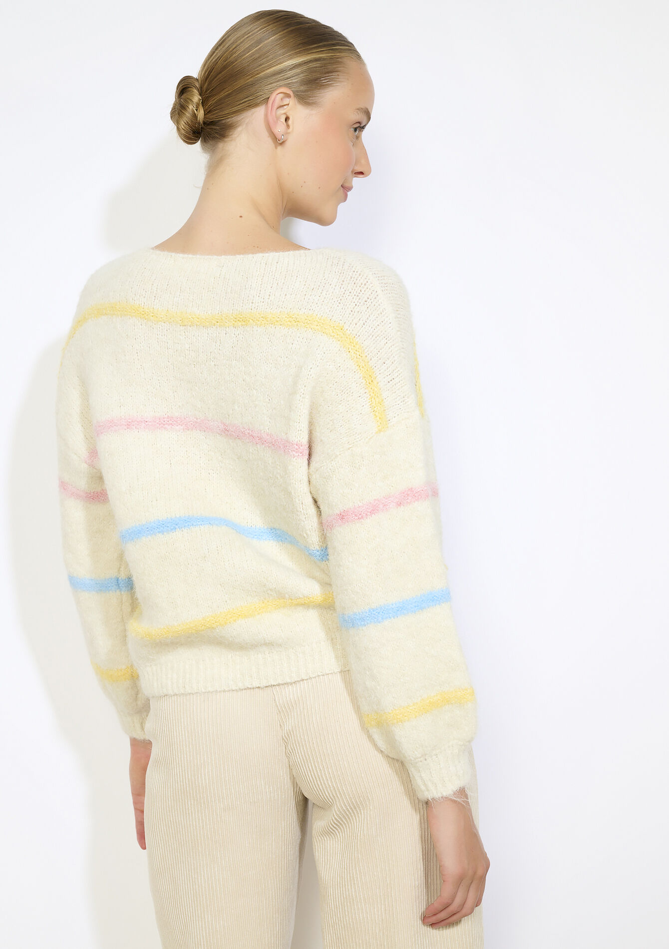 Pull à rayures tricolores, Pull à rayures tricolores - LT BEIGE - 04007041
