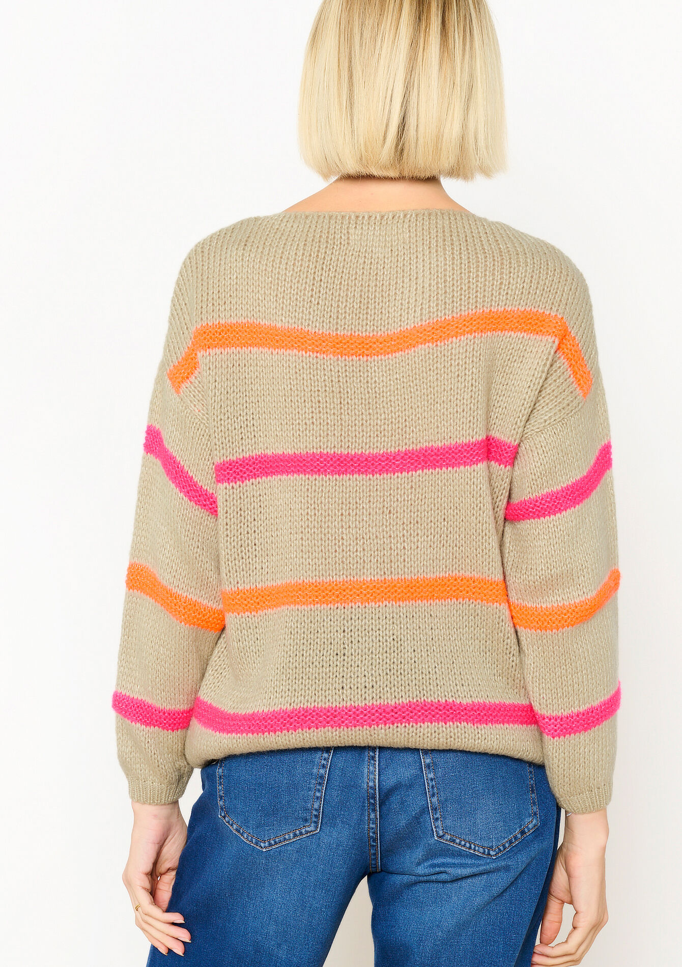 Trui met gekleurde strepen, Trui met gekleurde strepen - LIGHT TAUPE - 04006753_2572