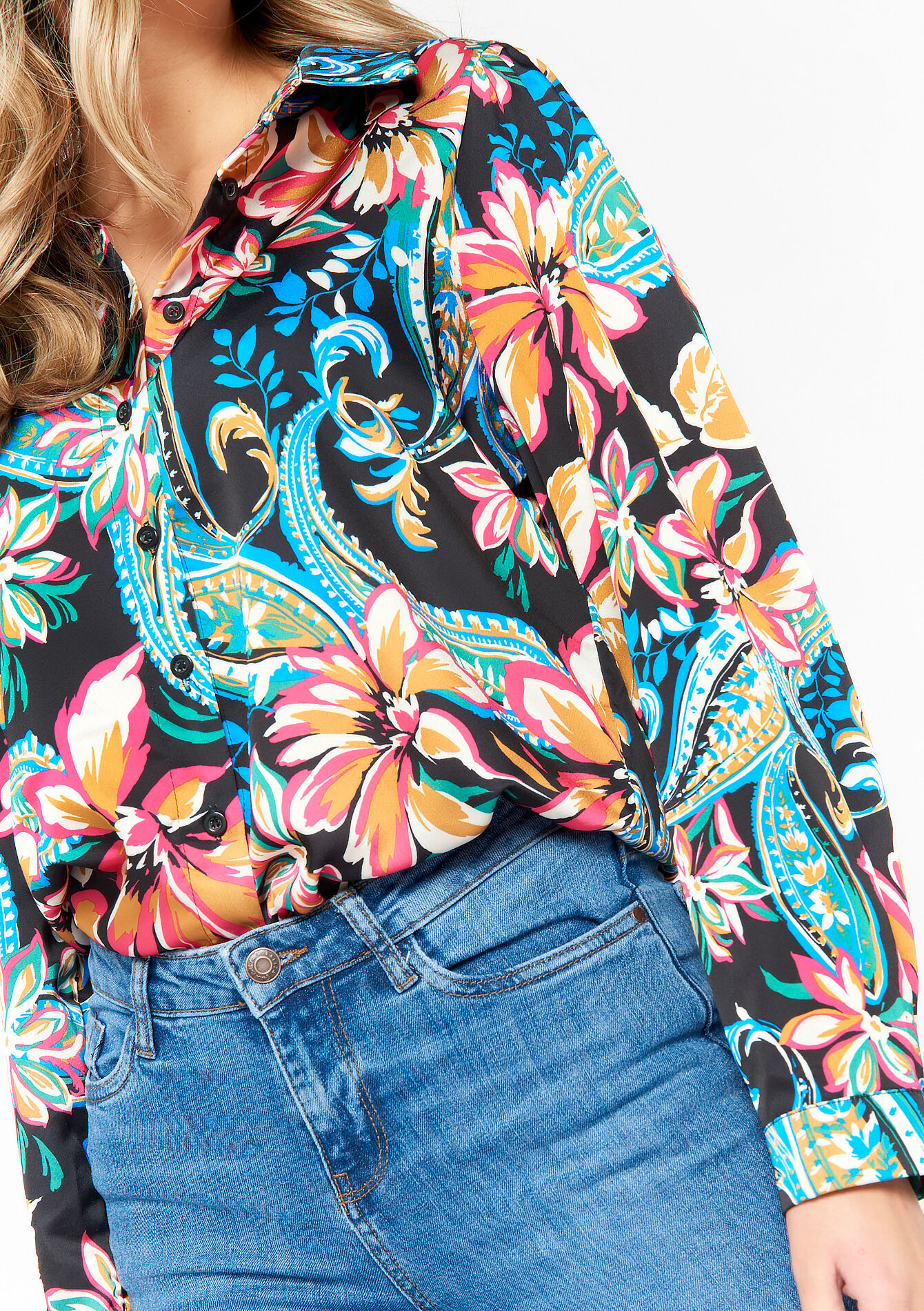 Hemd met bloemenprint - BLACK - 05702126_1119