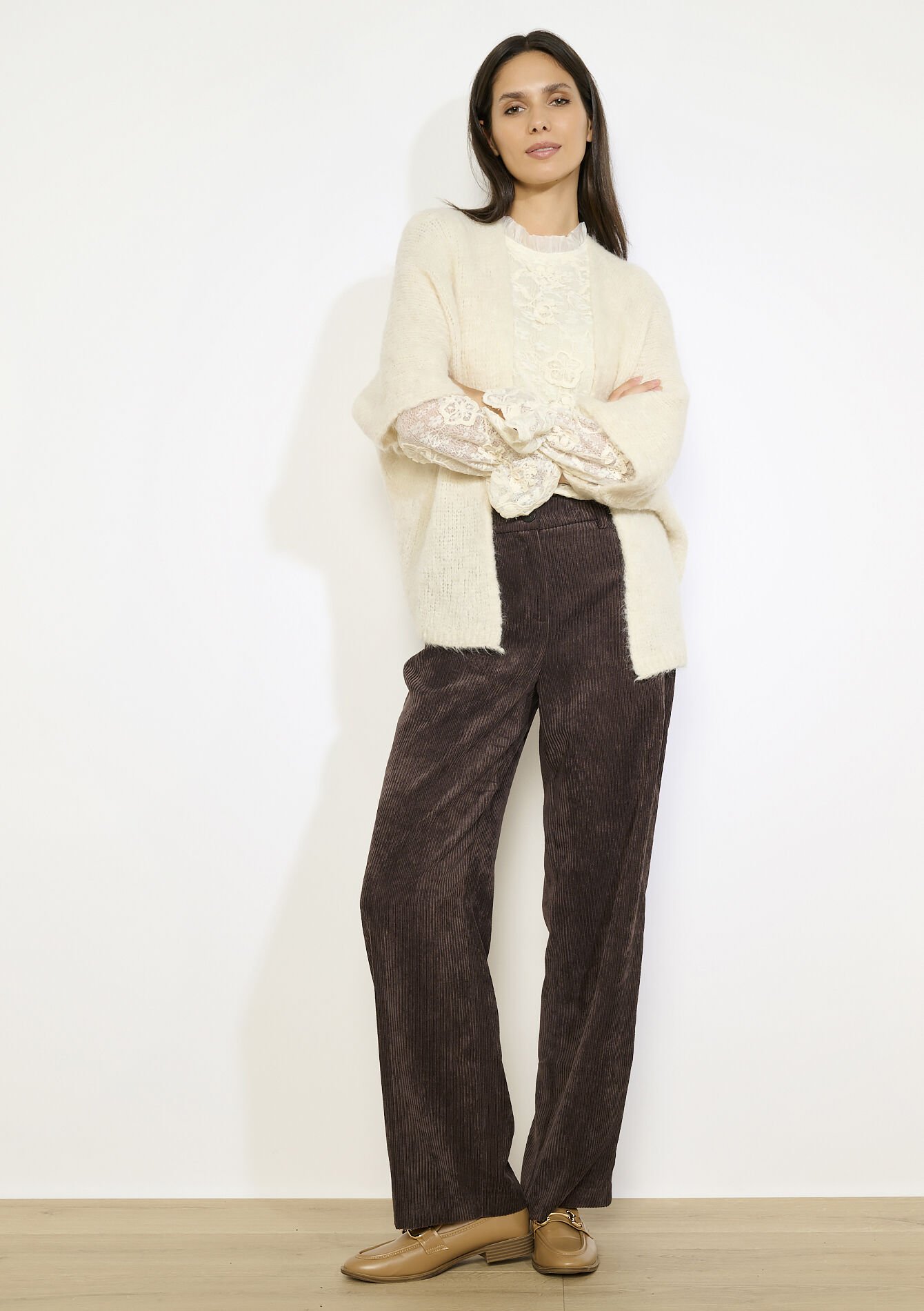 Losvallend gebreide vest, Losvallend gebreide vest - VANILLA WHITE - 04101371_1013