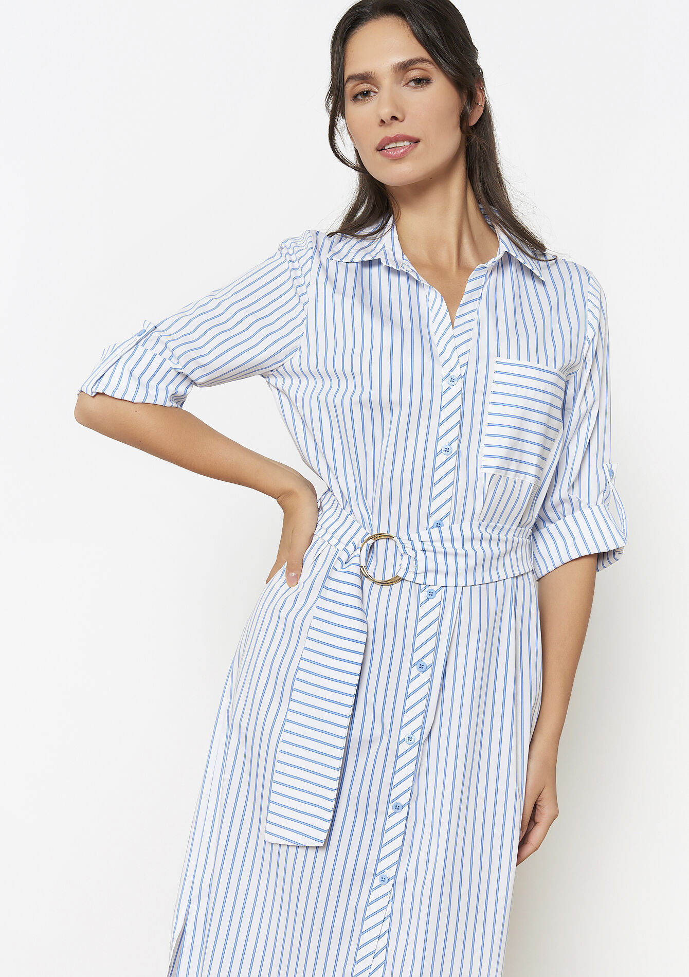 Overhemdjurk met ceintuur - OFFWHITE - 08104162_1001