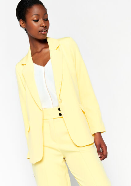 Relaxed blazer with rolled-up sleeves - YELLOW PASTEL - 09100669_5004