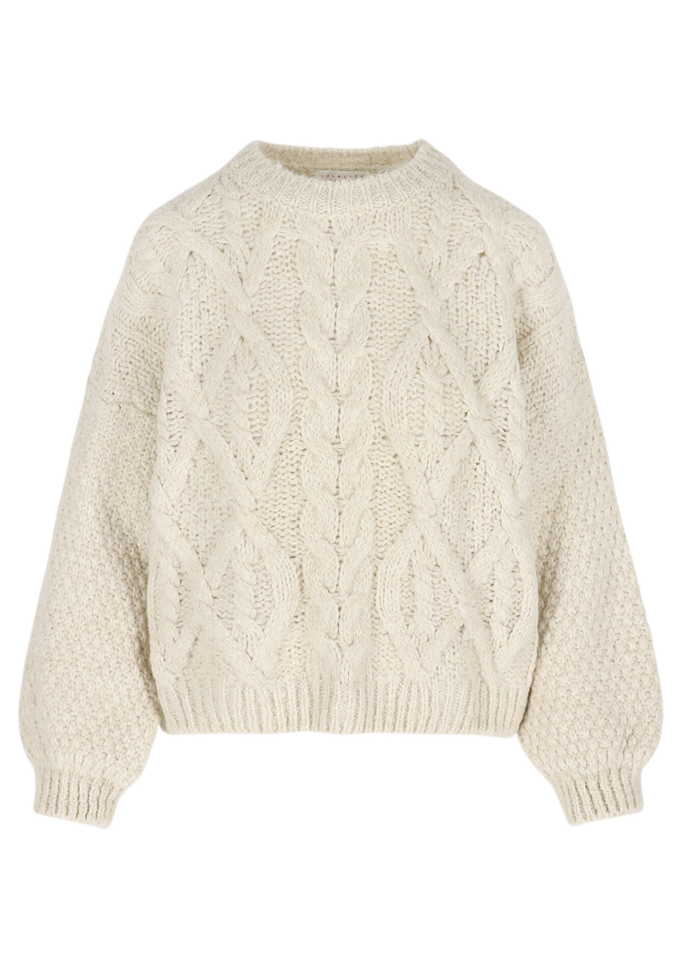 Dikke kabeltrui met col - VANILLA WHITE - 04007127