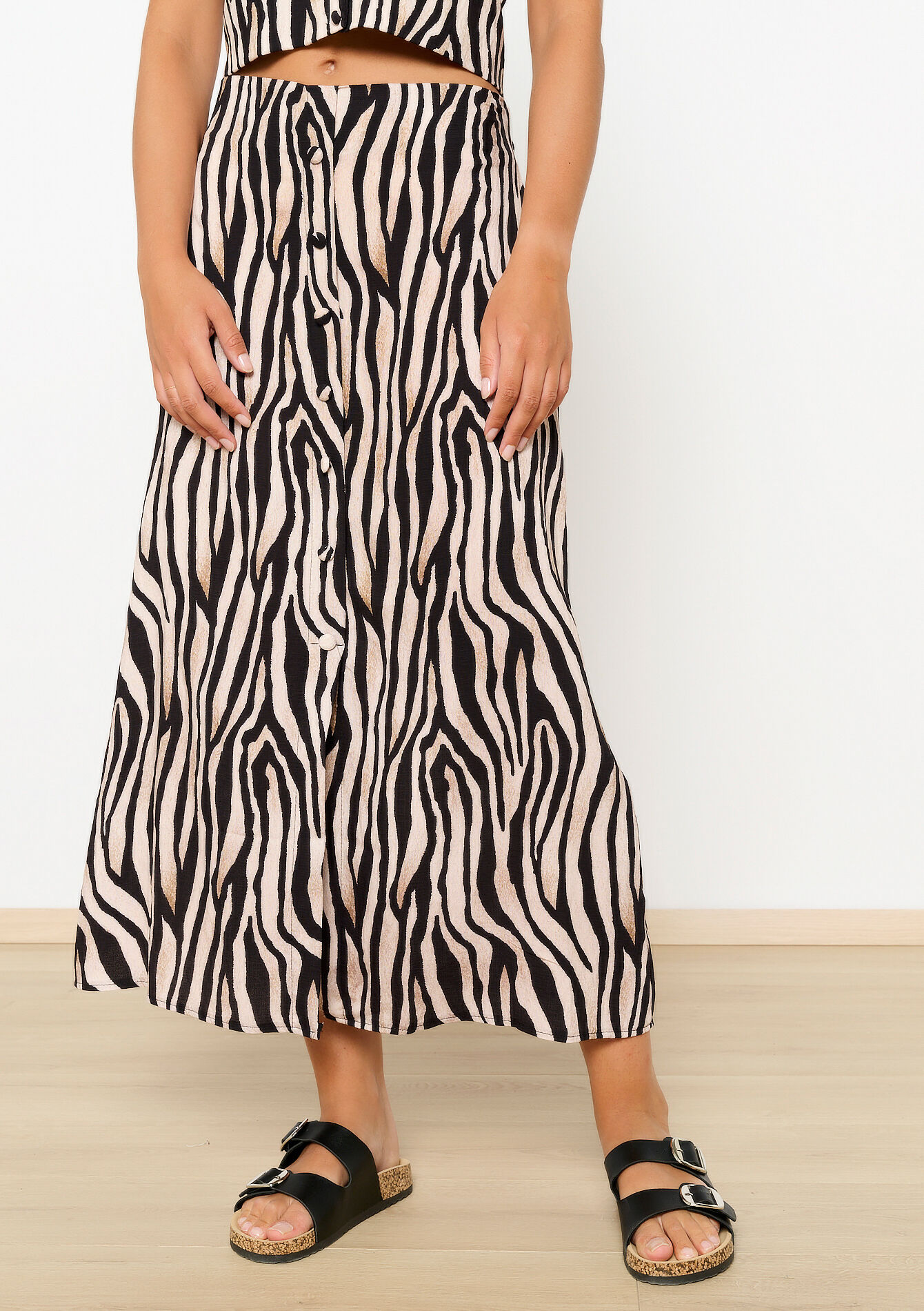 Jupe longue à imprimé zébré - BLACK - 07101272_1119