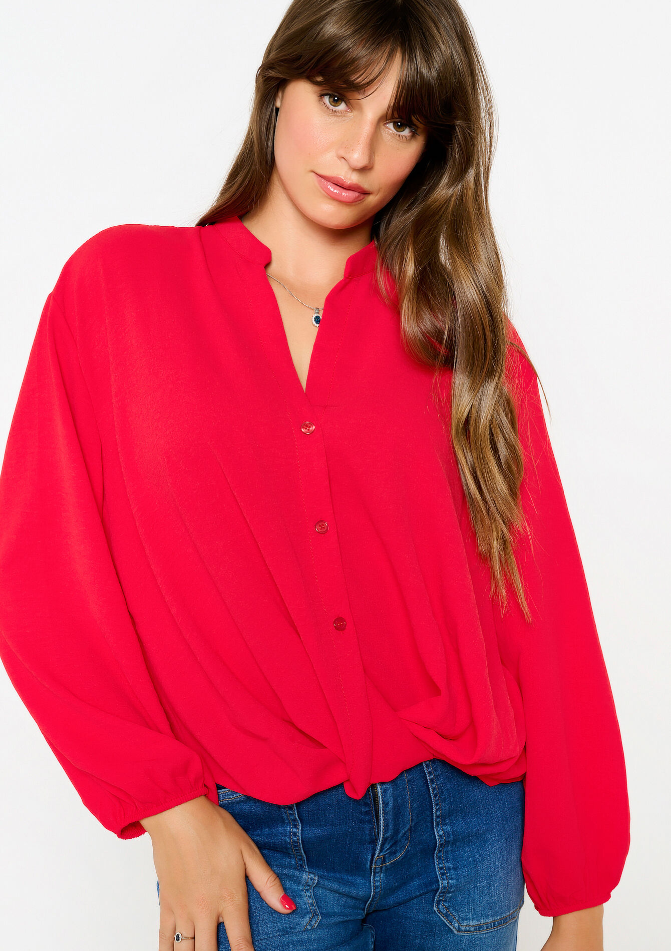 Chemise à col tunisien, Chemise à col tunisien - RED LOLLIPOP - 05702643_5301