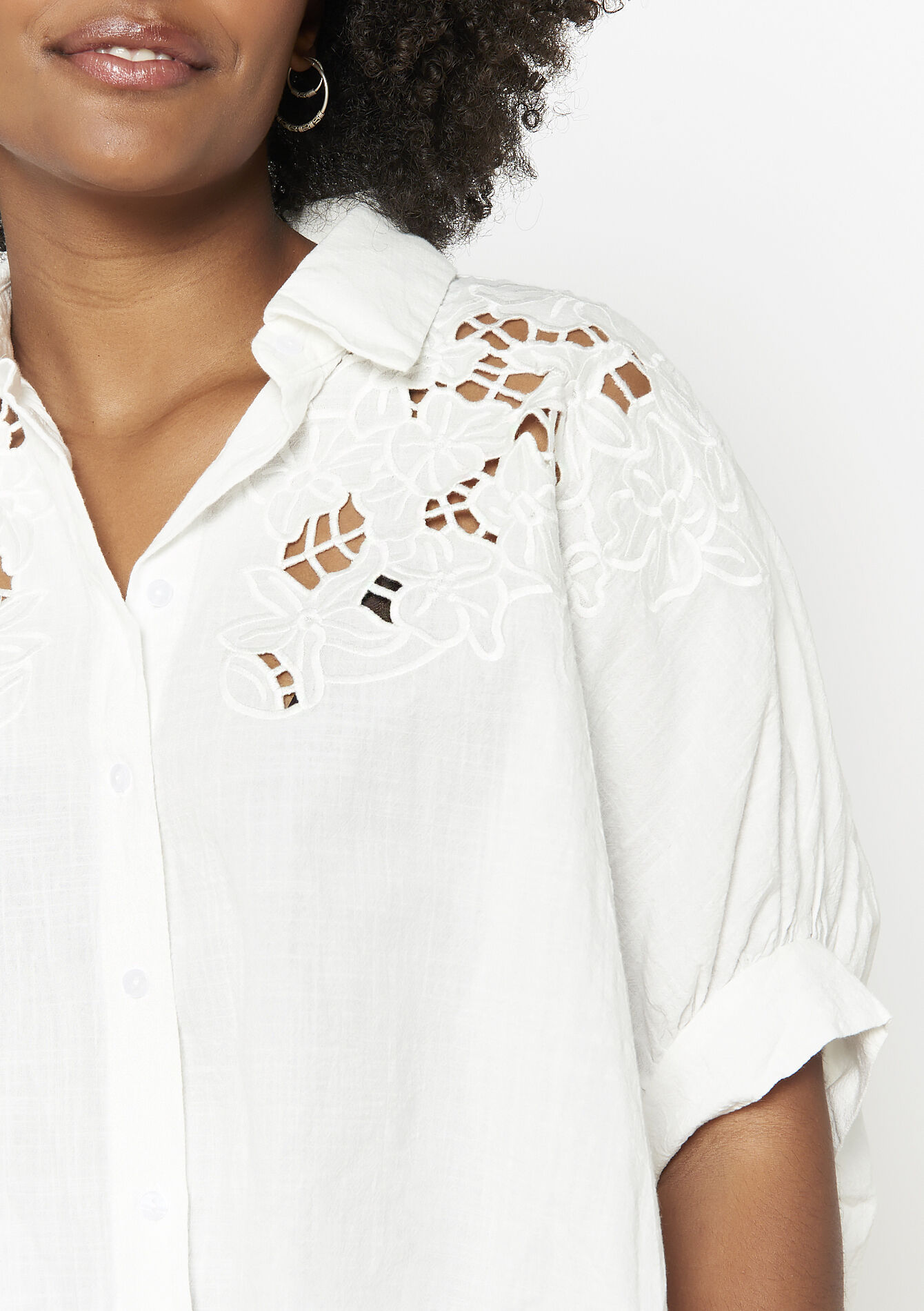 Chemise ajourée oversize - OPTICAL WHITE - 05702817_1019