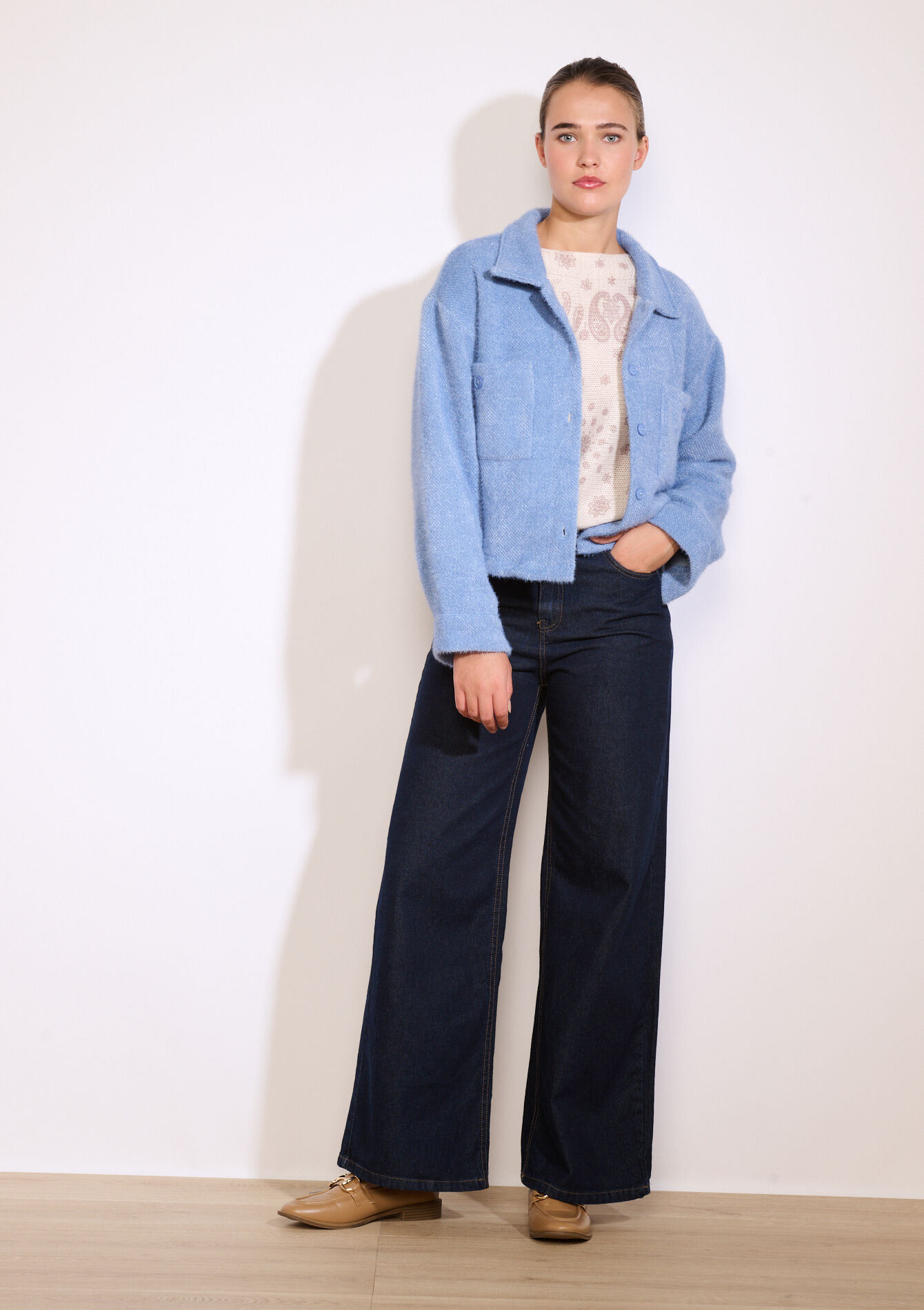 veste courte texturée, veste courte texturée - BLUE PASTEL - 09101093_3003