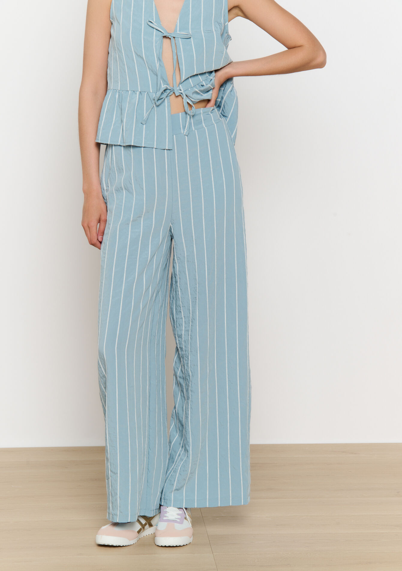 gestreepte wijde broek, gestreepte wijde broek - BLUE BLEACHED - 06600995_0502