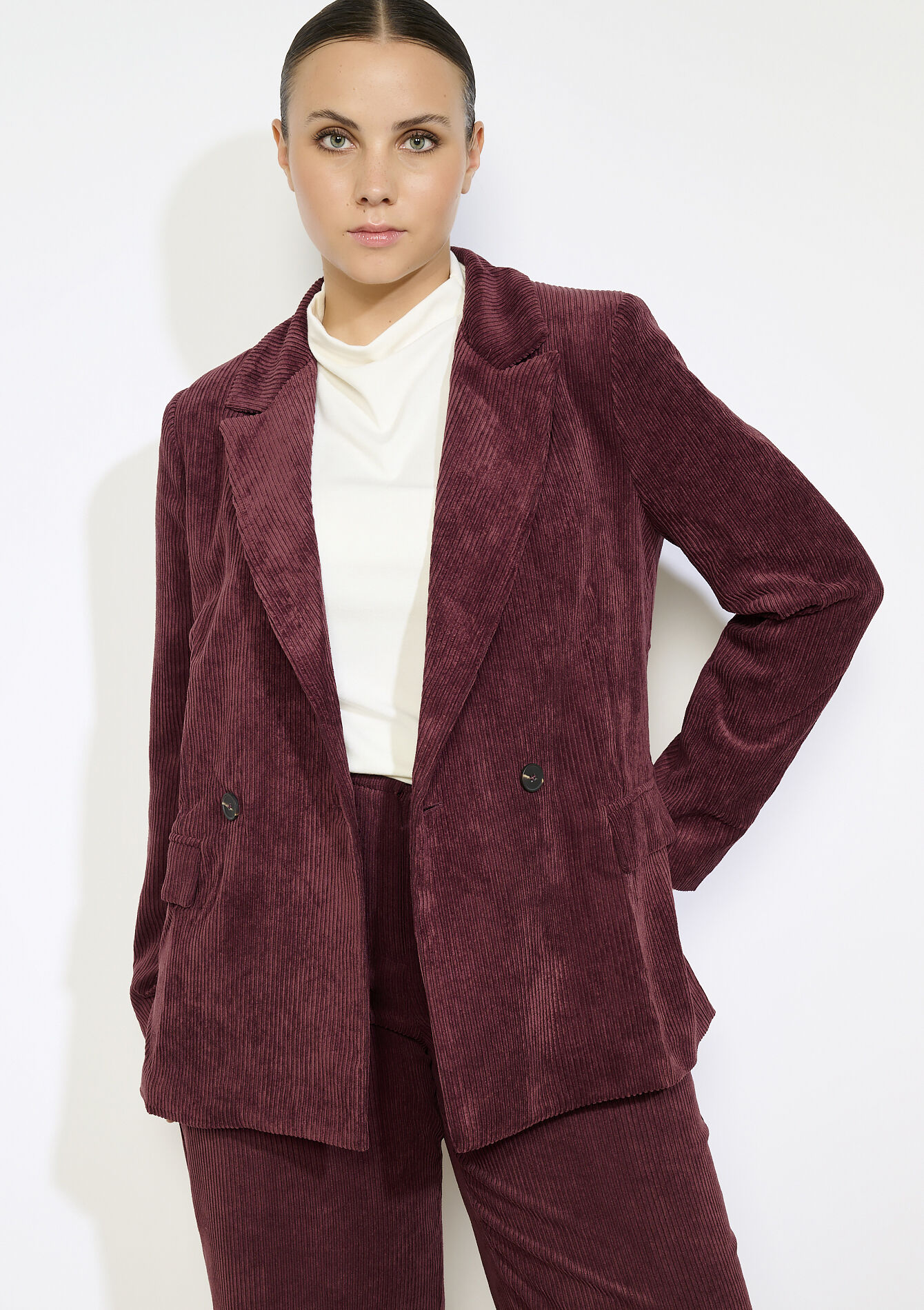 Getailleerde corduroy blazer, Getailleerde corduroy blazer - AUBERGINE - 09101112_1537