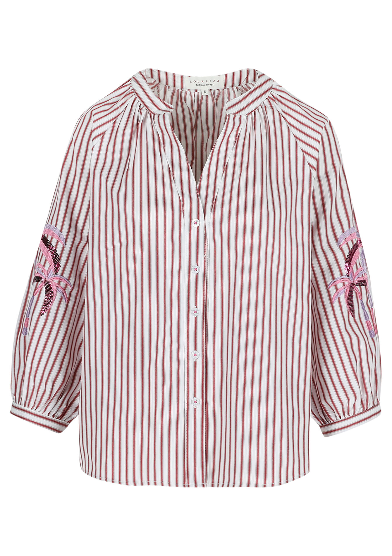 Shirt with embroidered palms, Shirt with embroidered palms - BORDEAUX WINE - 05702723_5514