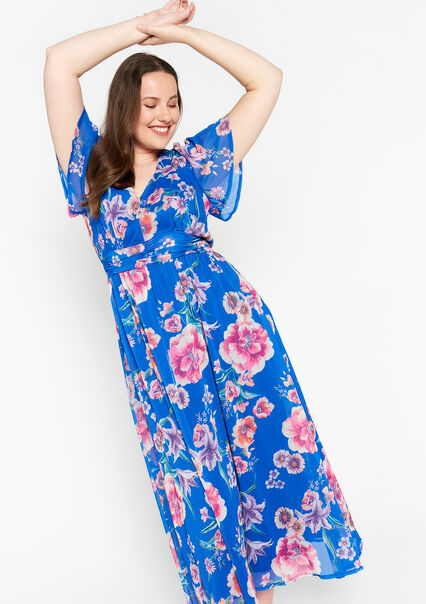 Maxi dress with floral print - BLUE FAIENCE - 08602026_1584
