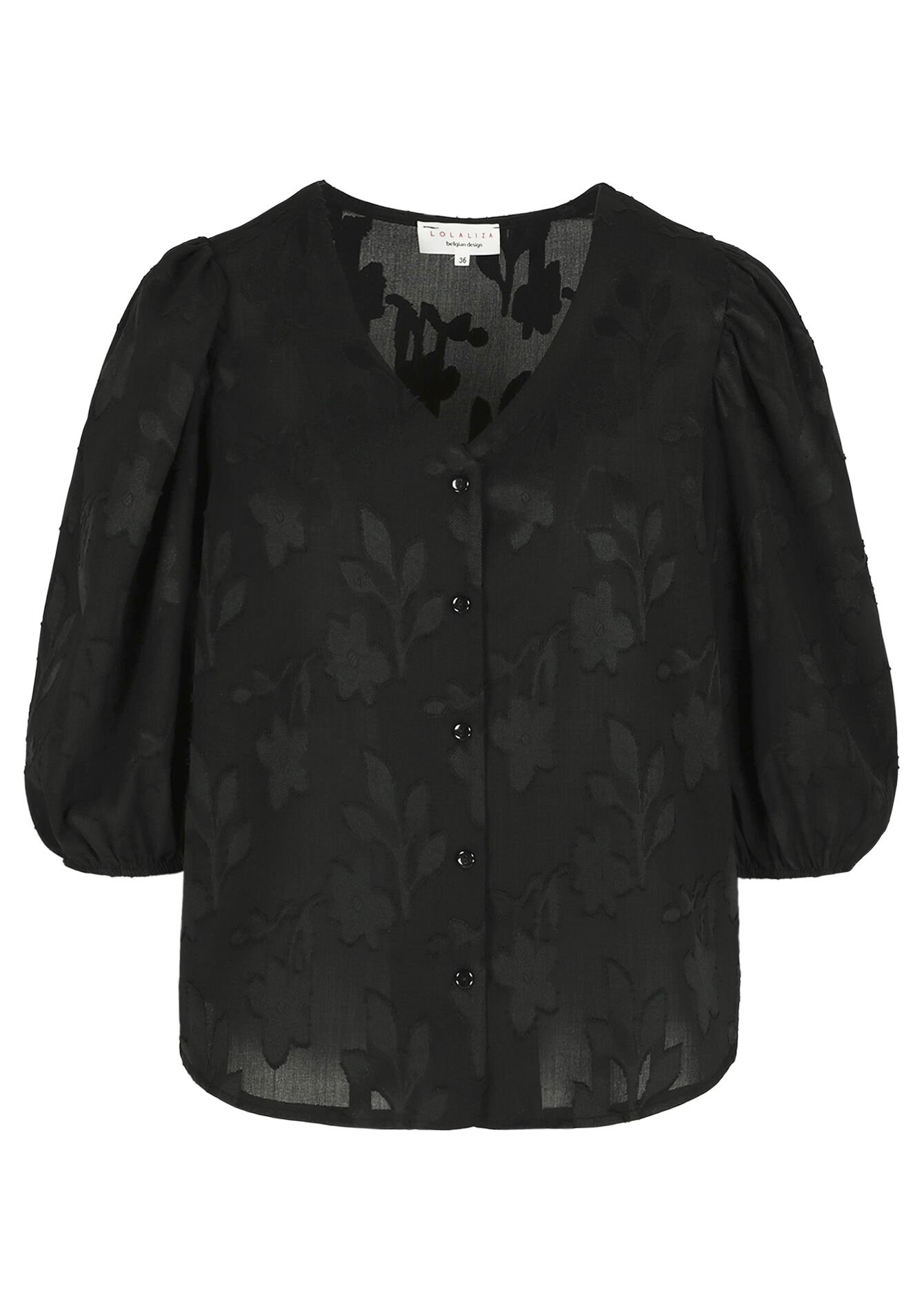 Blouse ample jacquard - BLACK - 05703043_1119
