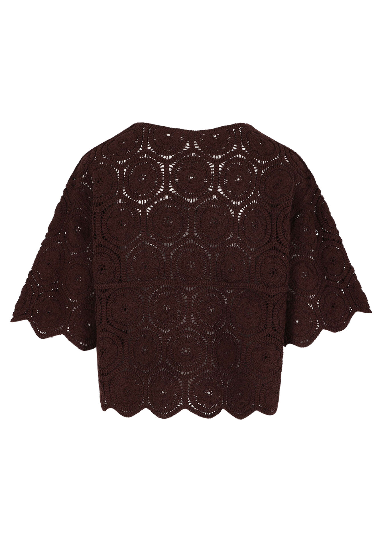 Gehaakt opengewerkt top, Gehaakt opengewerkt top - BROWN DARK CHOCOLATE - 04007065_3720