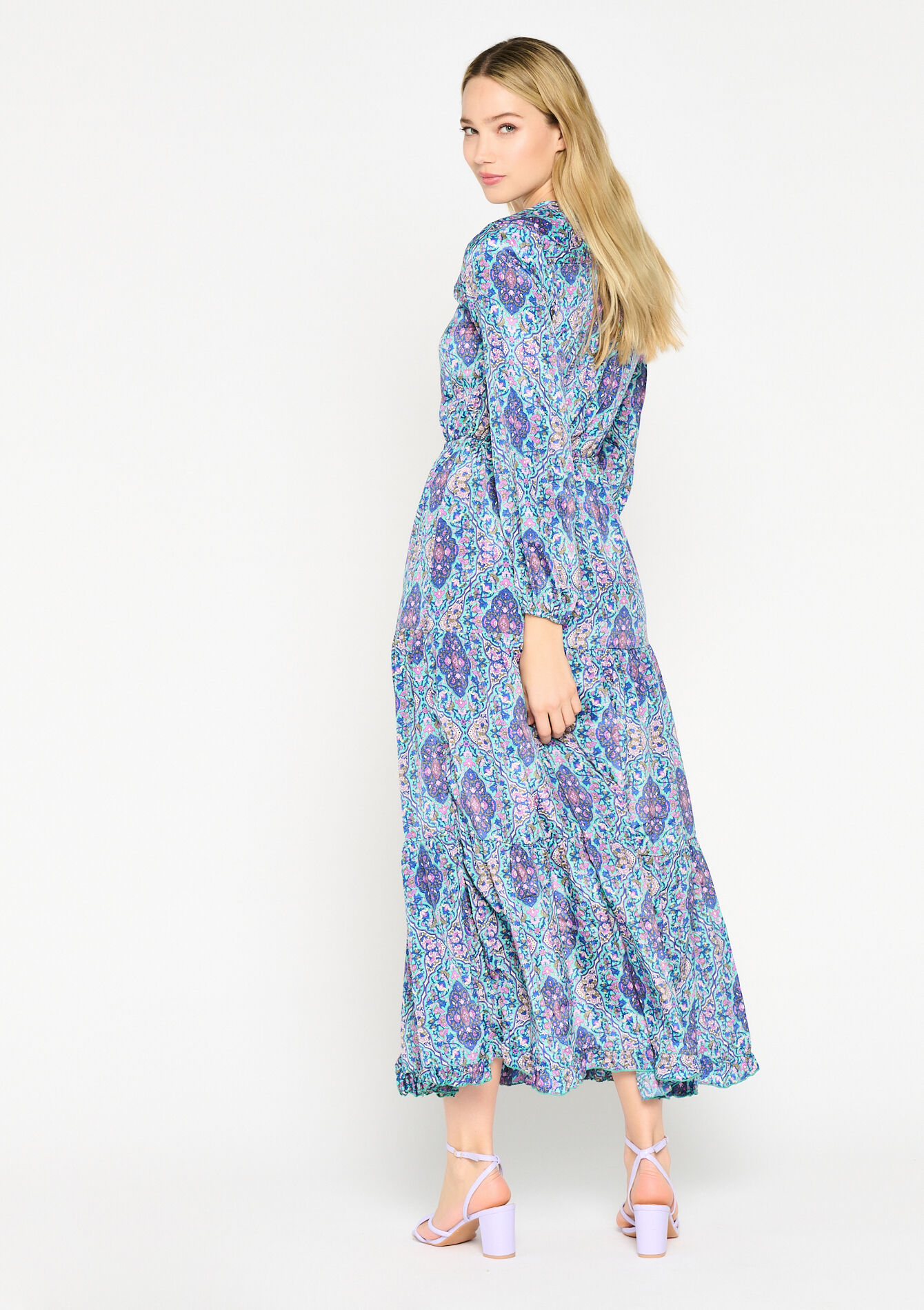 Maxi dress with print, Maxi dress with print - BLUE FAIENCE - 08601829_1584