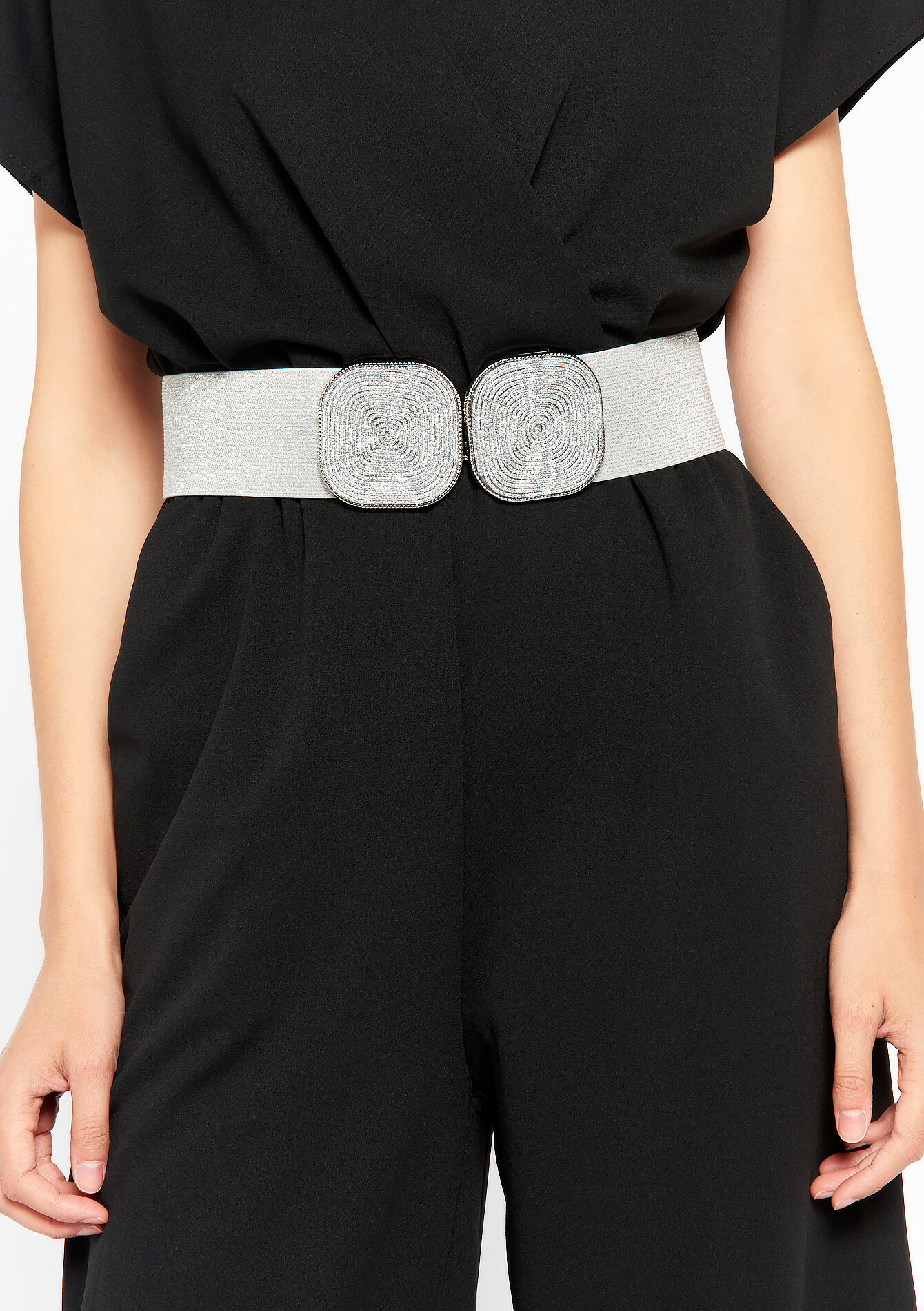 Elastische ceintuur met glitter, Elastische ceintuur met glitter - GREY MED MEL - 1078428