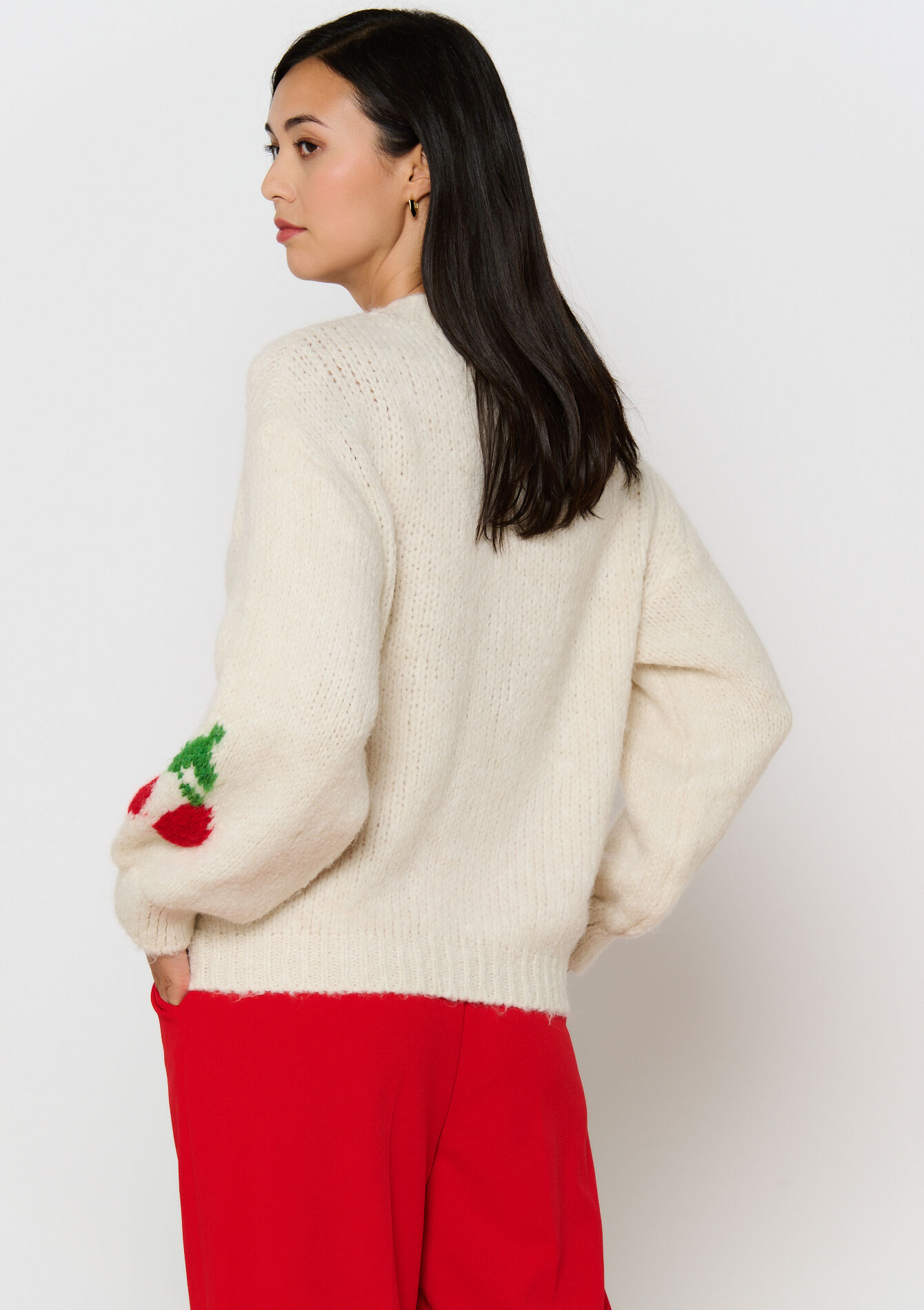 Pullover en jacquard avec cerises, Pullover en jacquard avec cerises - VANILLA WHITE - 04006693_1013