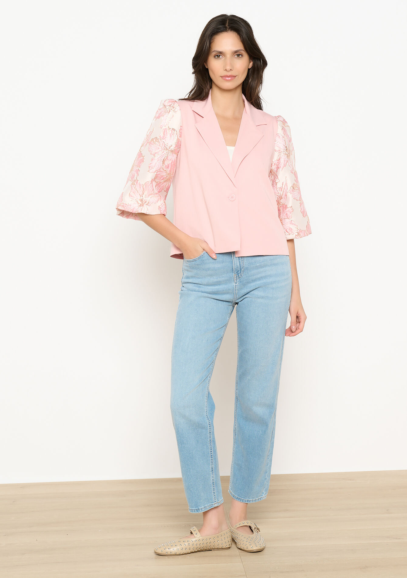 Jas met jacquardmouwen - LIGHT PINK - 09101062_1303