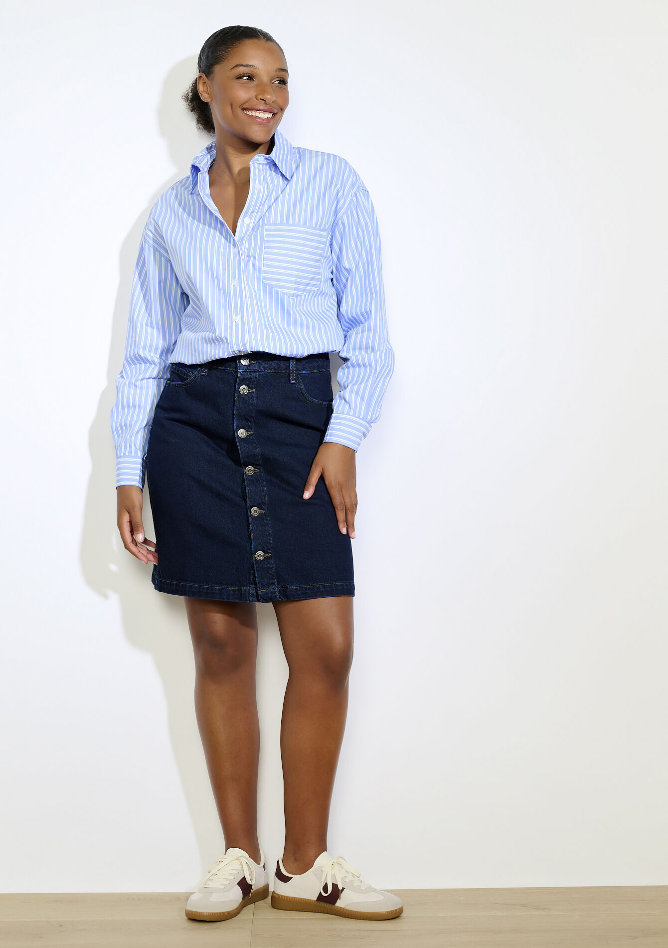 Chemise rayée oversize, Chemise rayée oversize - BLUE PASTEL - 05702873_3003