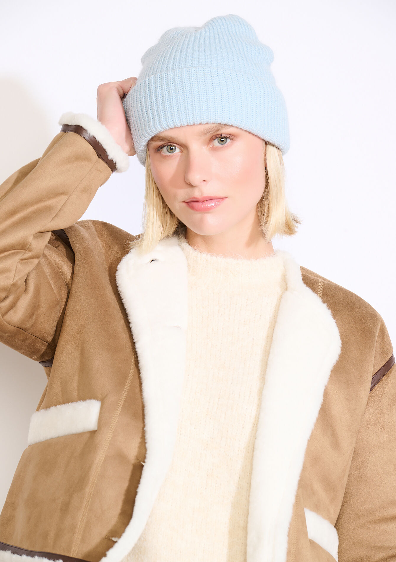 Zachte geribde beanie, Zachte geribde beanie - LIGHT BLUE - 17002194_1709