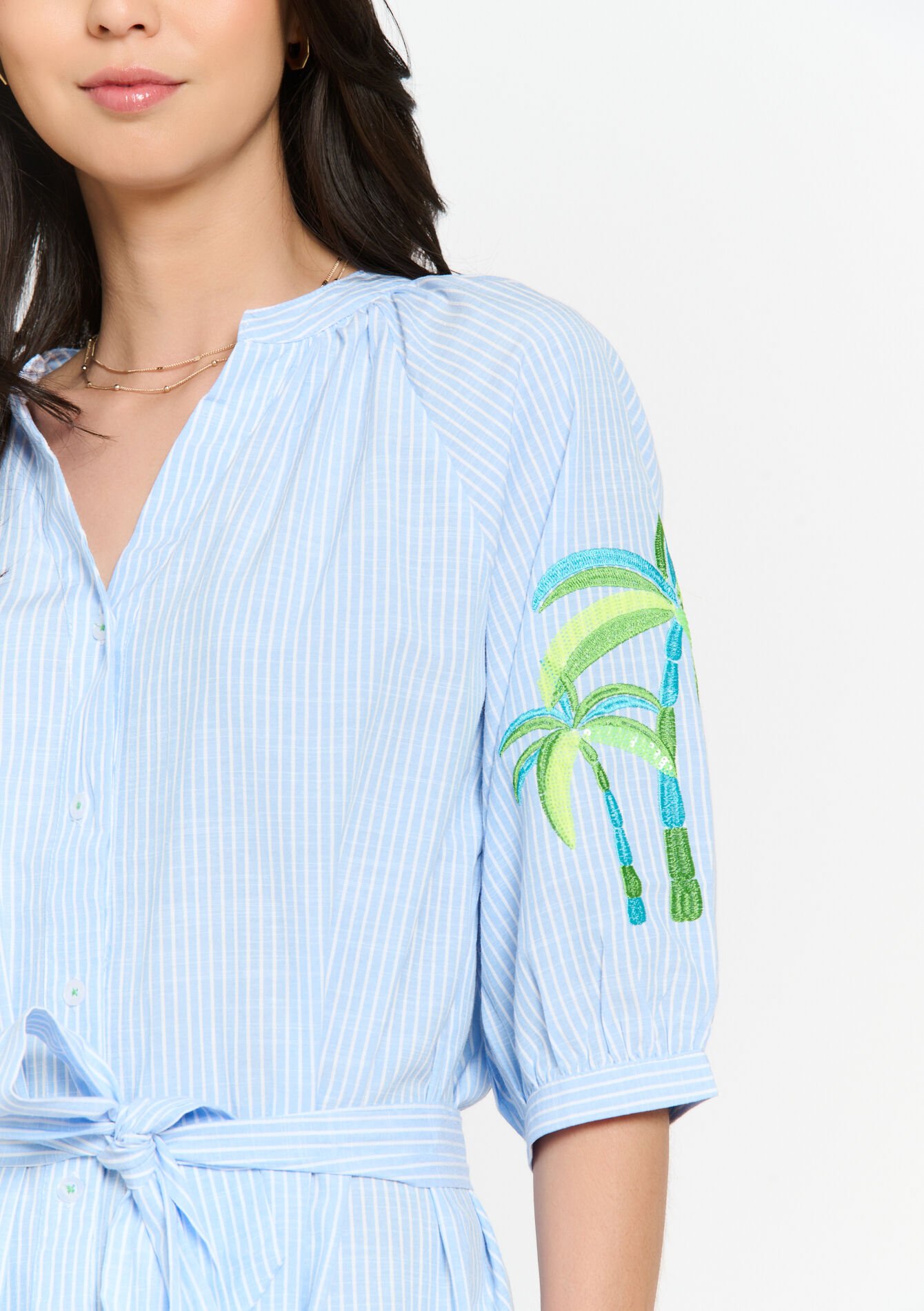 Geborduurde hemdjurk, Geborduurde hemdjurk - BLUE PASTEL - 08104106_3003