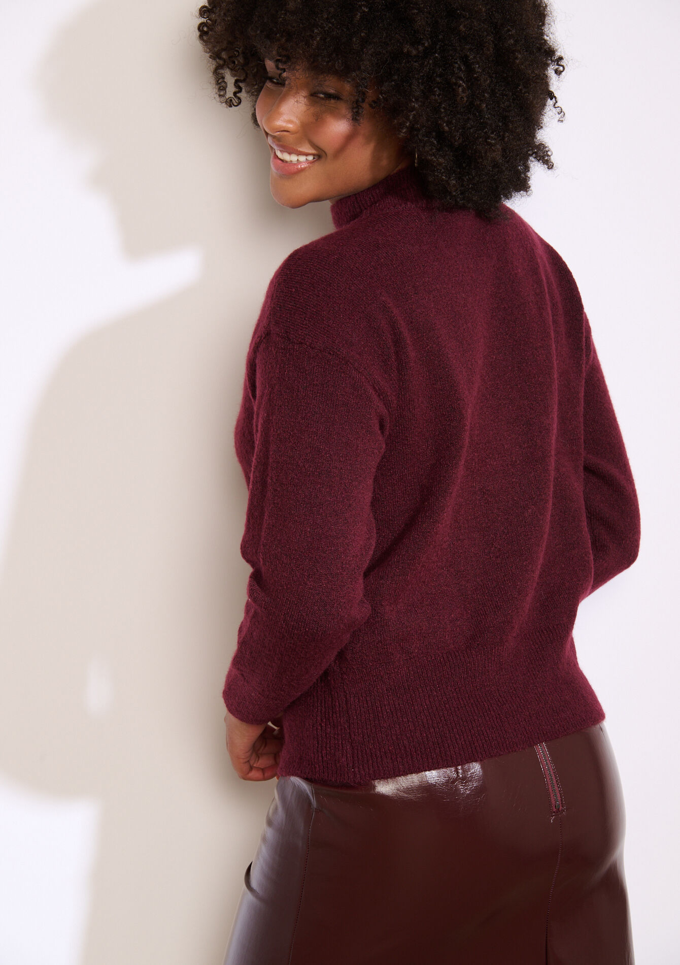 Soft knit high neck jumper, Soft knit high neck jumper - BORDEAUX WINE - 04006914_5514