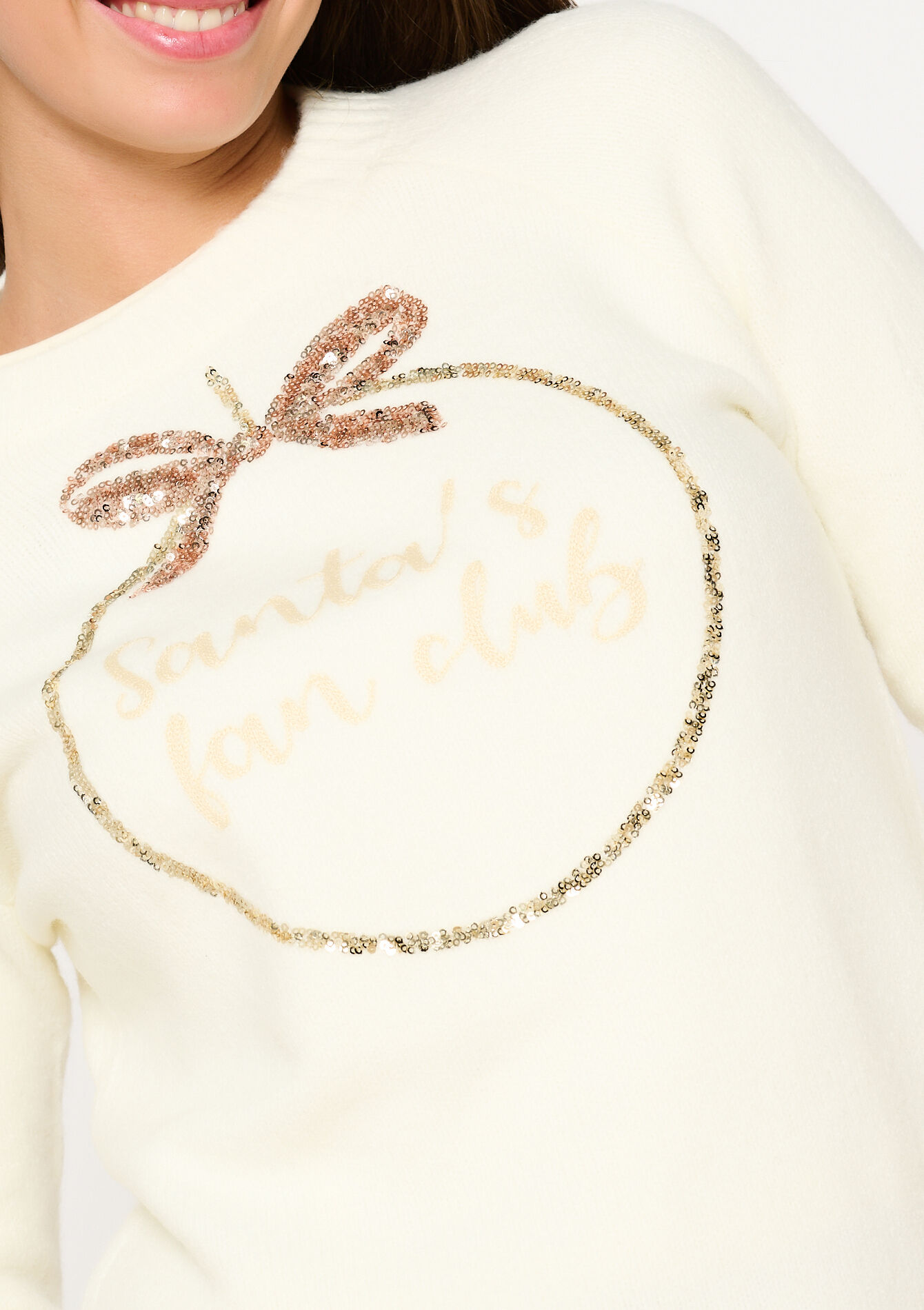 Sweater with sequins and lettering - OFFWHITE - 15100288_1001