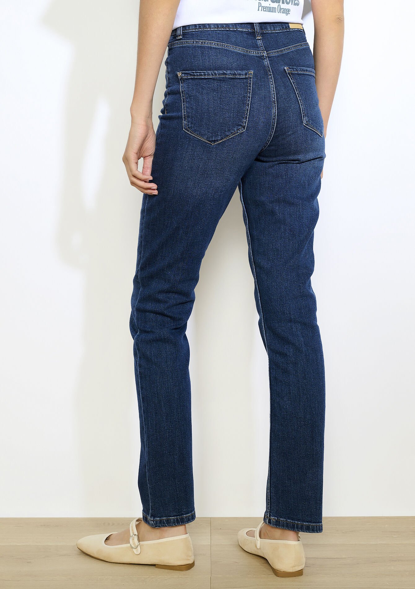 Rechte jeans met hoge taille - DARK BLUE - 22000597_0501