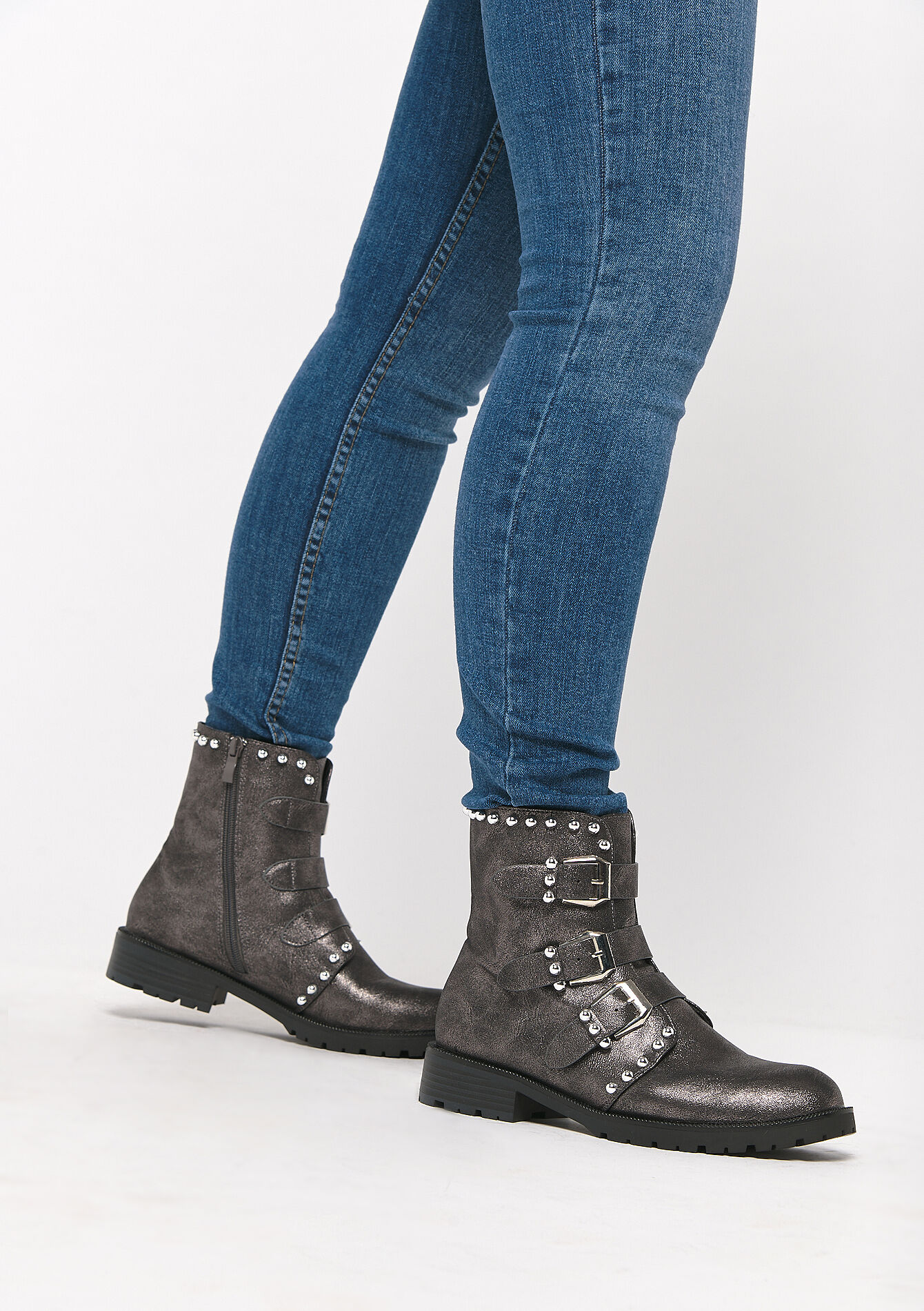 boots with silver buckles