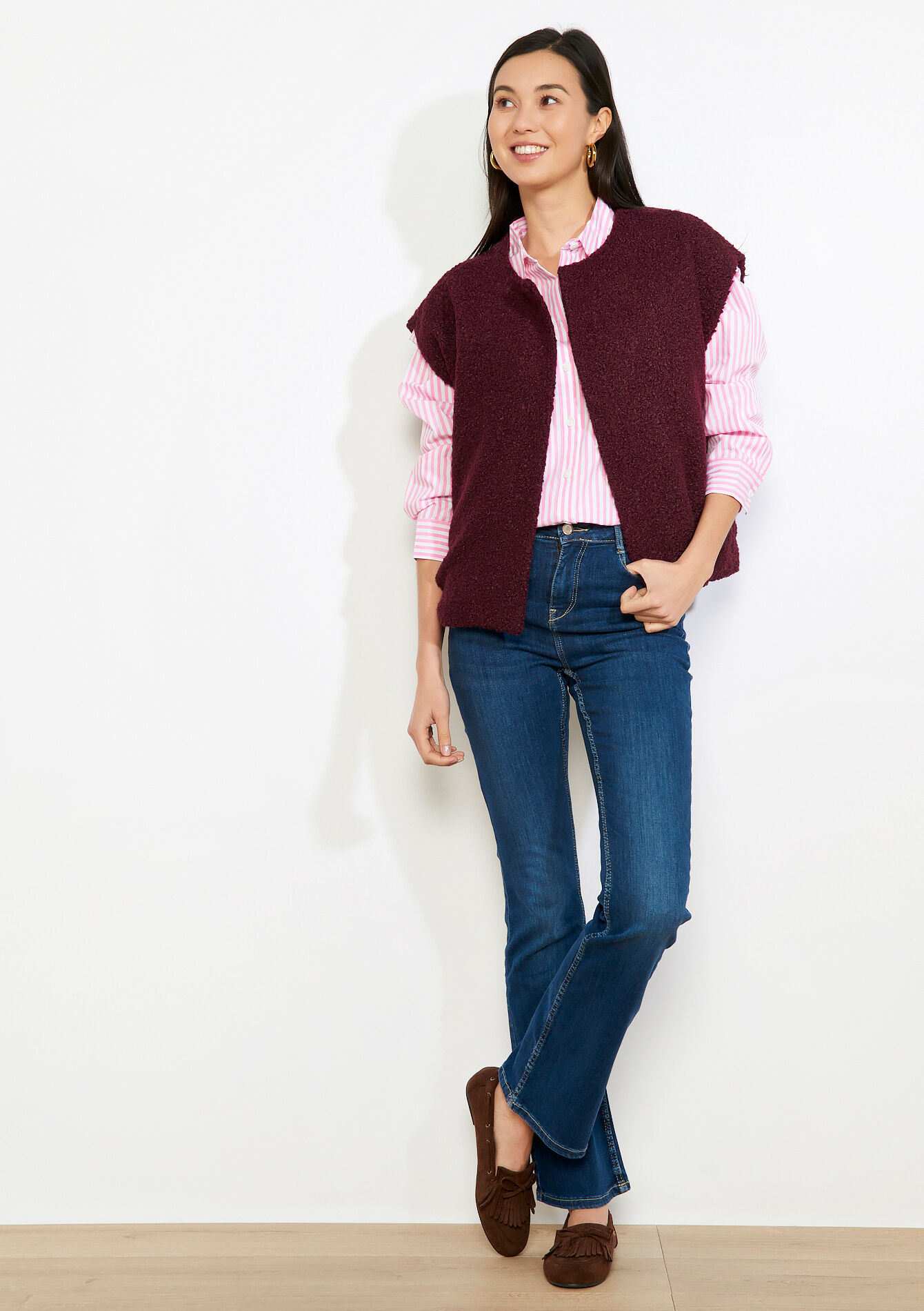 Mouwloos vest met structuur - BORDEAUX WINE - 09001525_5514