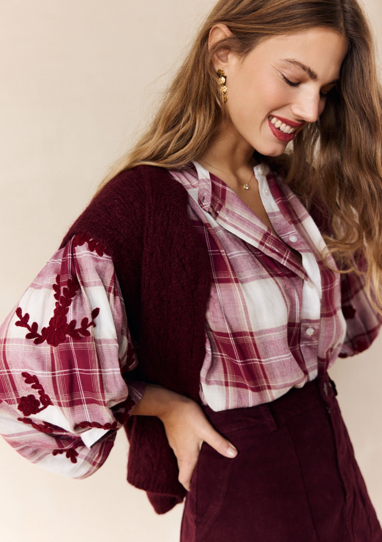 Blouse vichy brodée, Blouse vichy brodée, , back