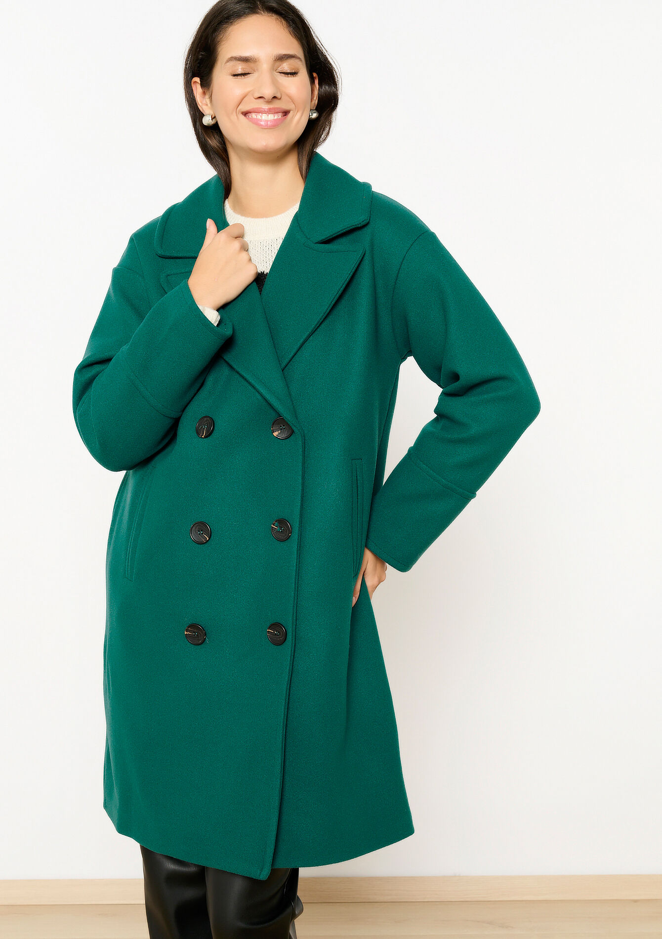 Mid-length coat, Mid-length coat - BOTTLE GREEN - 23000715_1778