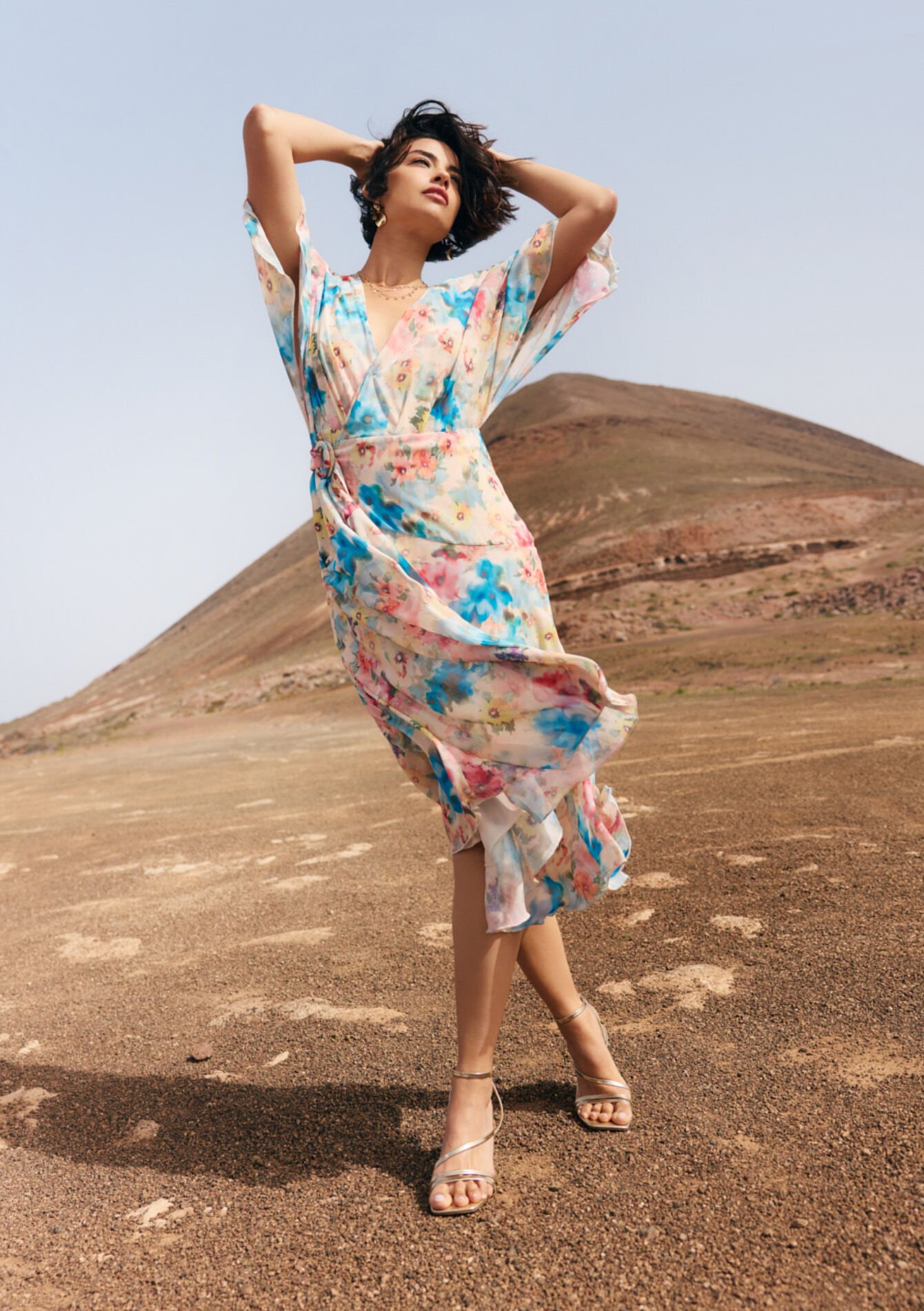 Wrap midi dress, , hi-res