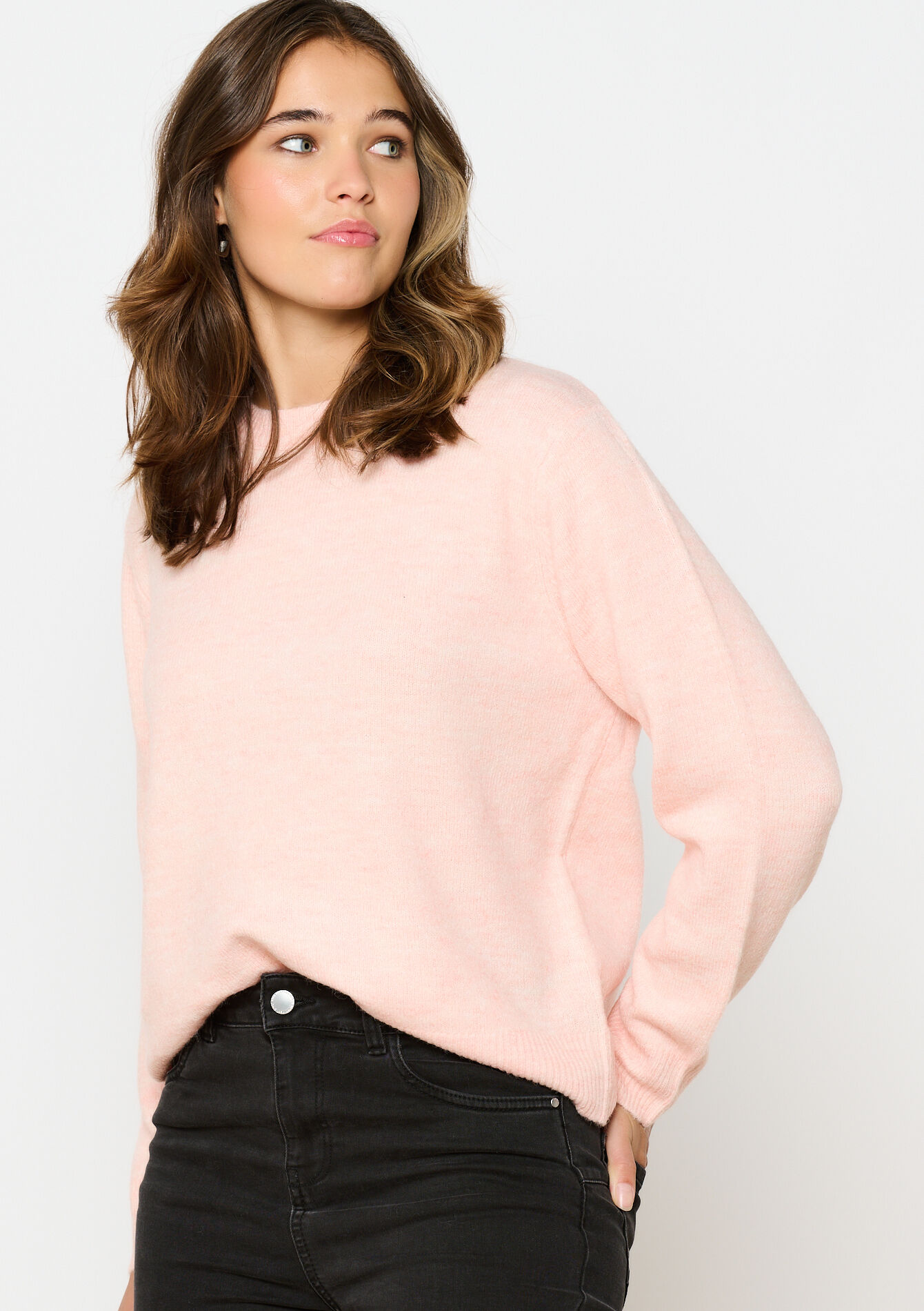 Basic trui met ronde hals - PASTEL PEACH - 04006522_1974