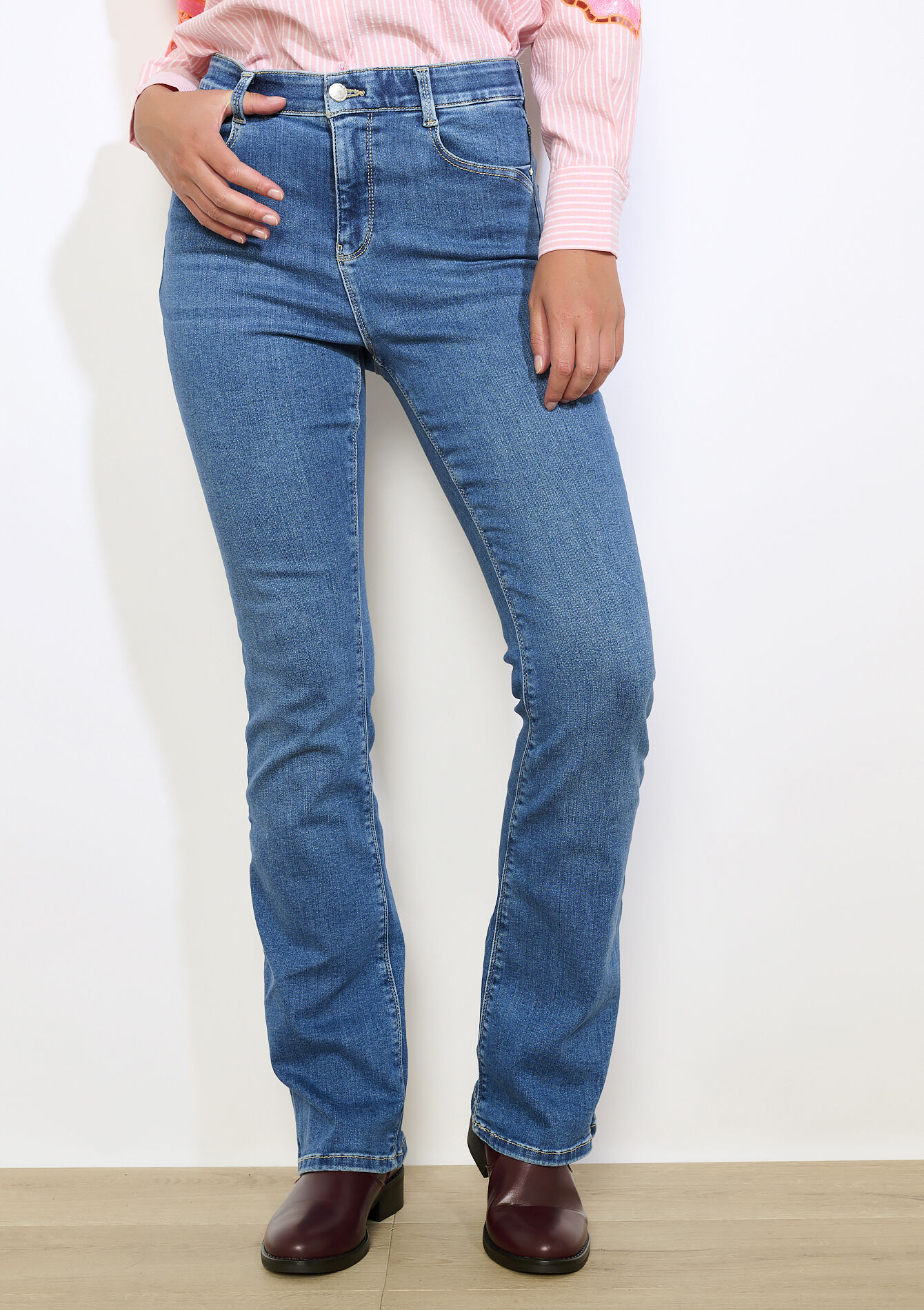 Bootcut jeans hoge taille, Bootcut jeans hoge taille - MEDIUM BLUE - 22000616_0500