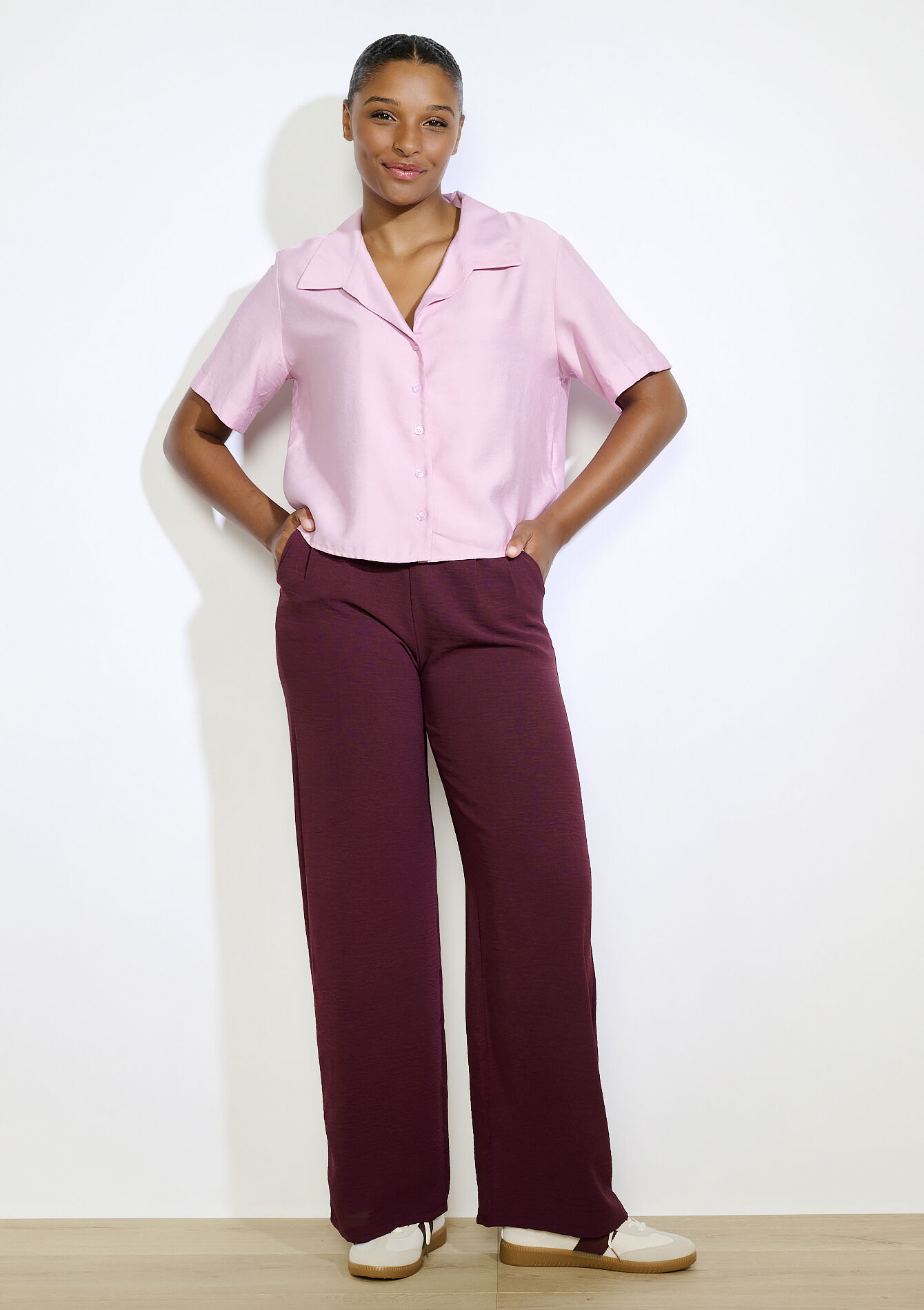 Korte blouse - LIGHT PINK - 05702927_1303