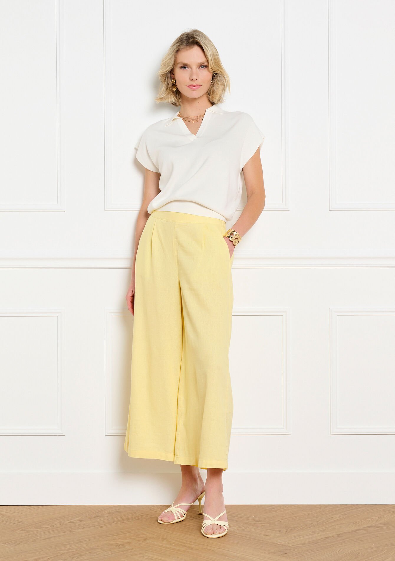 Cropped wijde broek, Cropped wijde broek, , hi-res