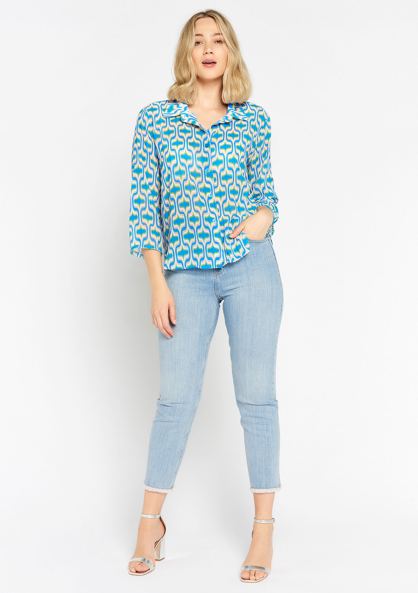 Hemd met retroprint - BLUE FAIENCE - 05702175_1584